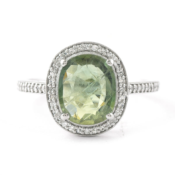 2.66 Ct Cushion Mixed Cut Natural Green Sapphire 950 Platinum Ring