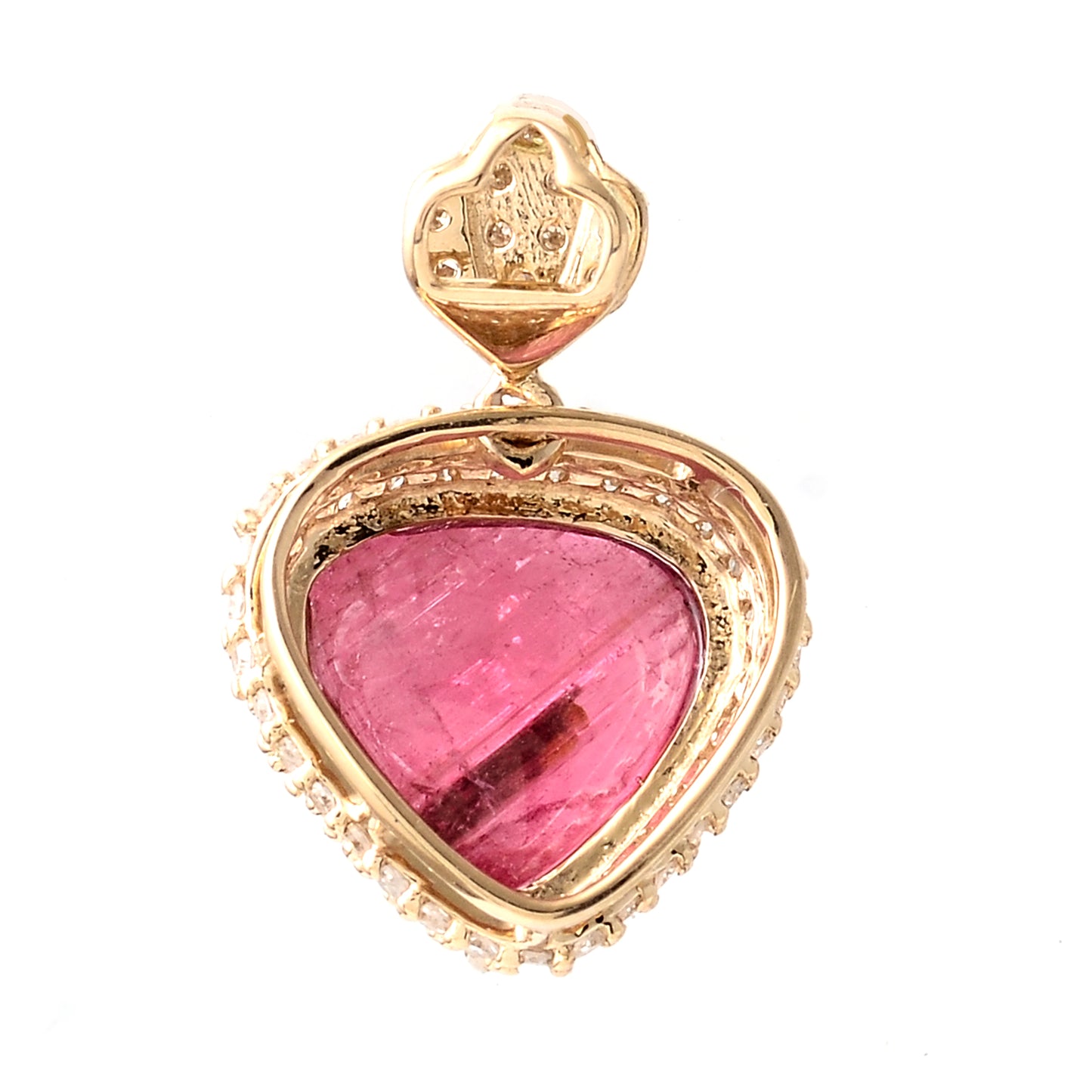 3.44 Ct Pear Cabochon Natural Tourmaline 14K Gold Pendant