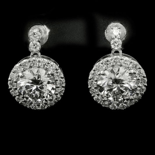 4.20 Carats Lab Grown Diamond 14K Gold Earrings