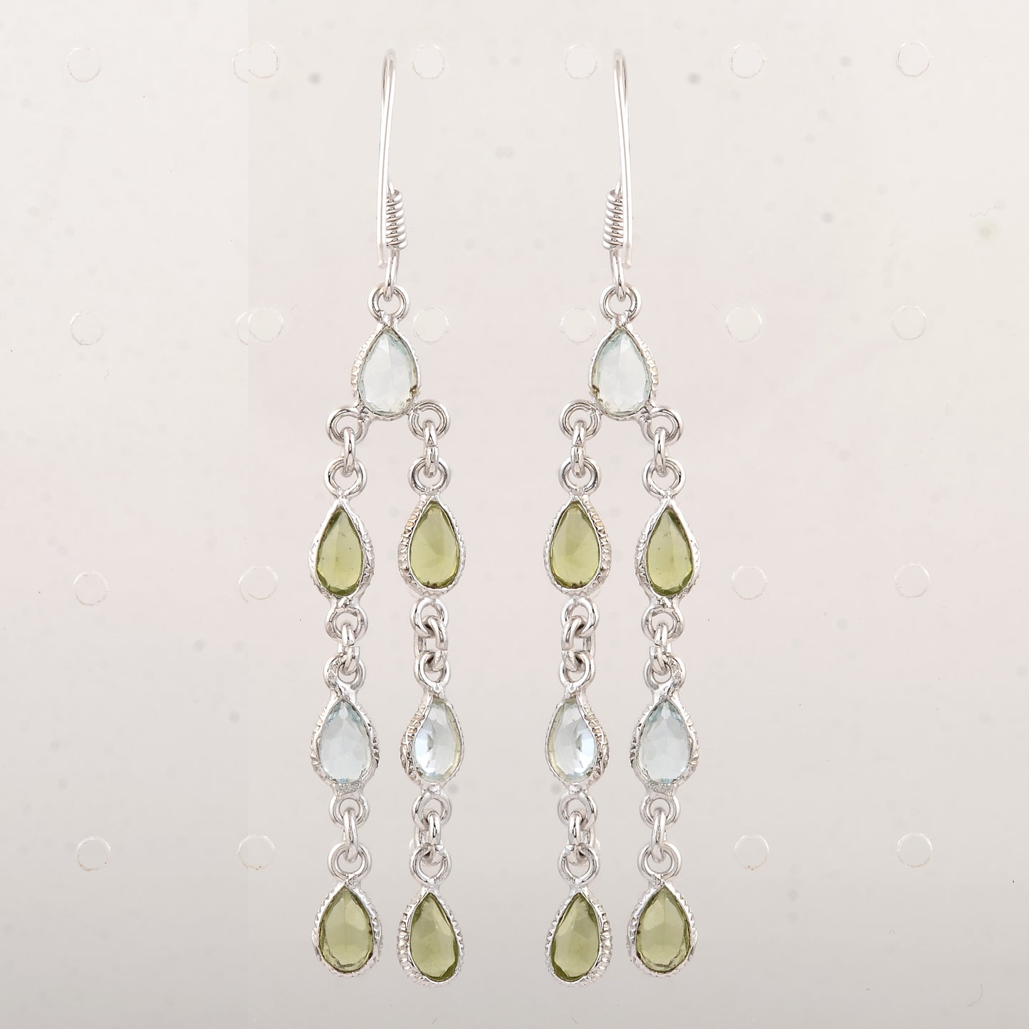 10.63 Ct Peridot, Blue Topaz 925 Sterling Silver Earrings