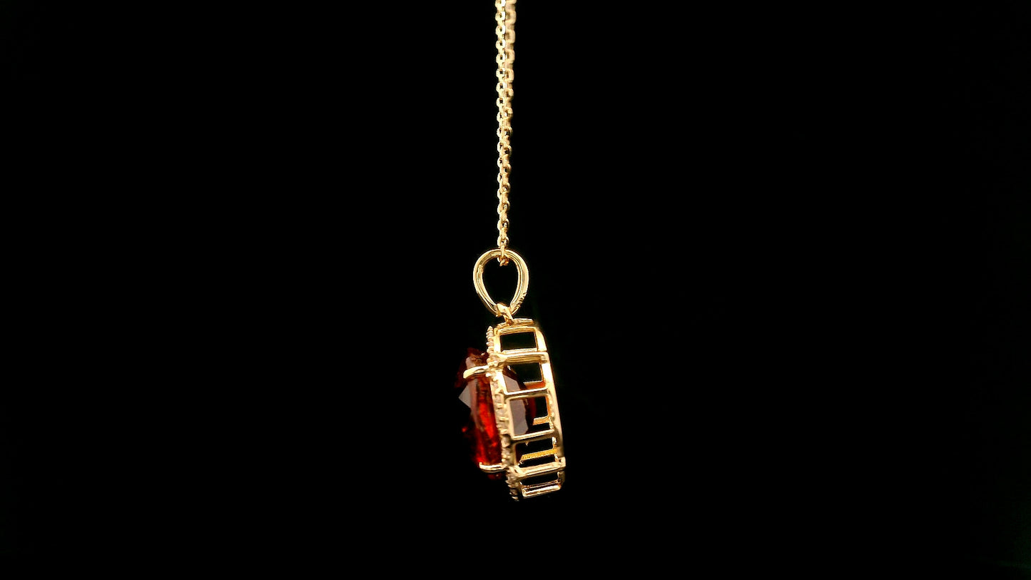6.03 Ct Oval Hessonite 14K Gold Pendant