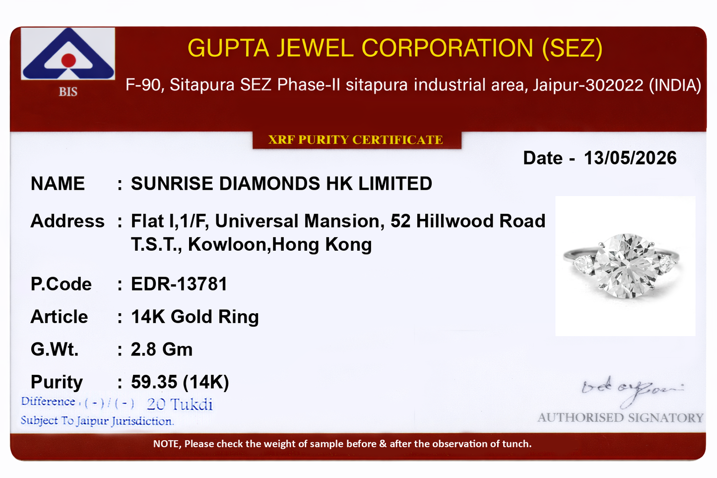 5.24 Ct Round Brilliant Lab Grown Diamond 14K Gold Ring