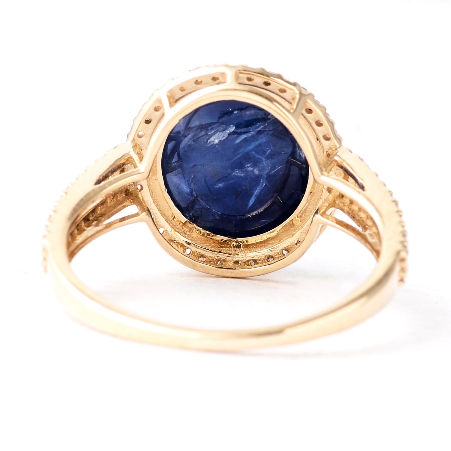 7.12 Ct Oval Cabochon Natural Corundum Sapphire 14K Gold Ring