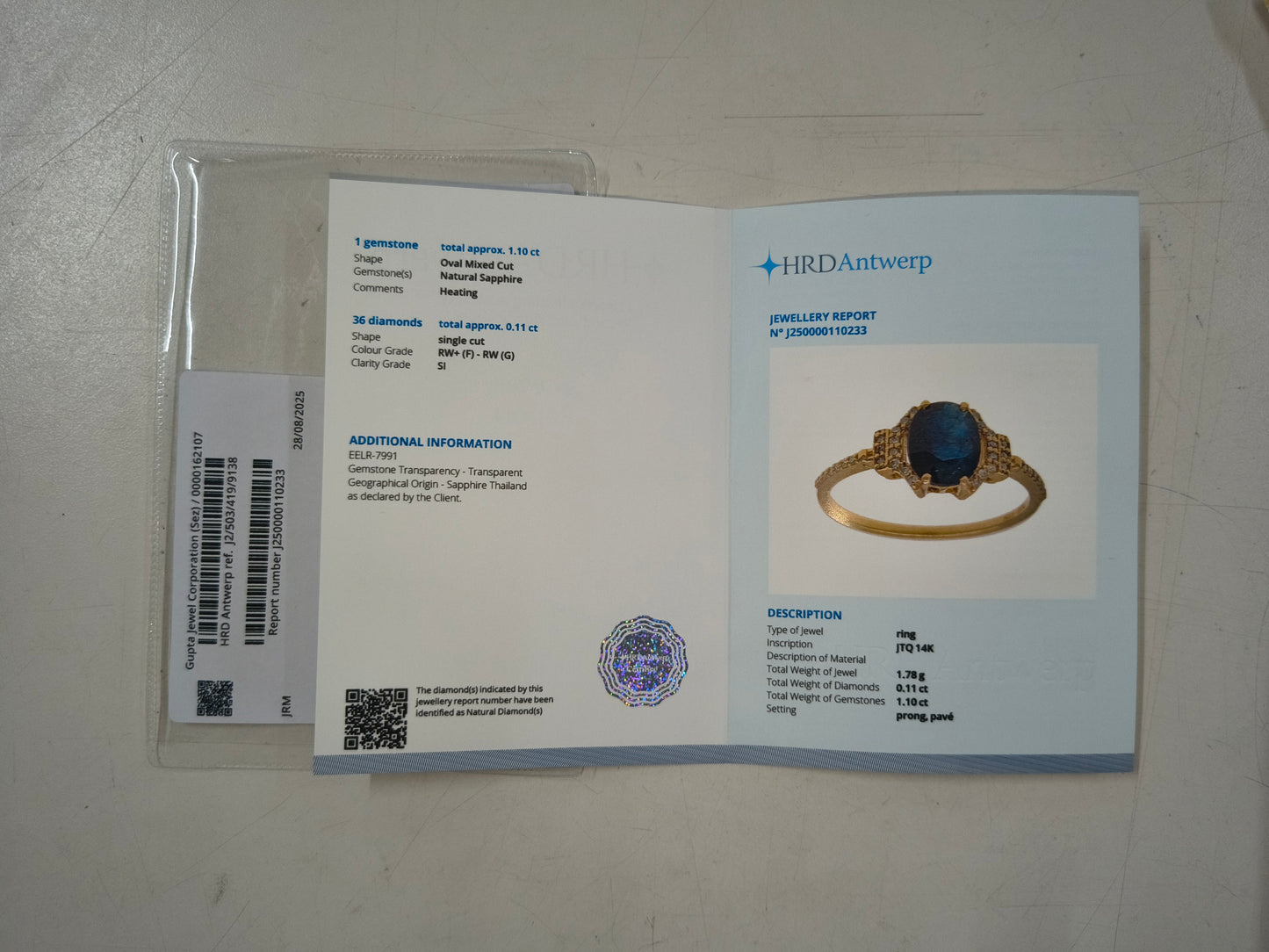 1.21 Ct Oval Mixed Cut Natural Sapphire 14K Gold Ring
