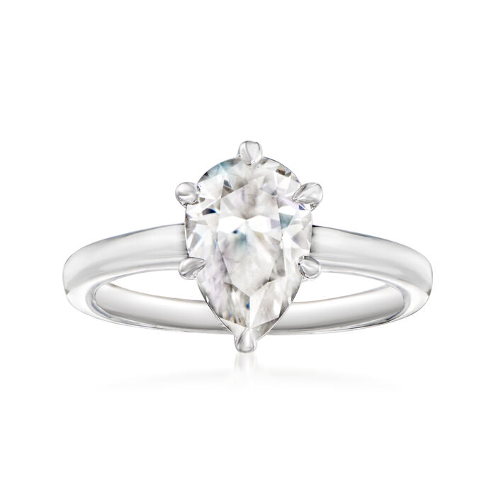 1 ct. Moissanite Pear Sterling Silver Women Ring Size 8