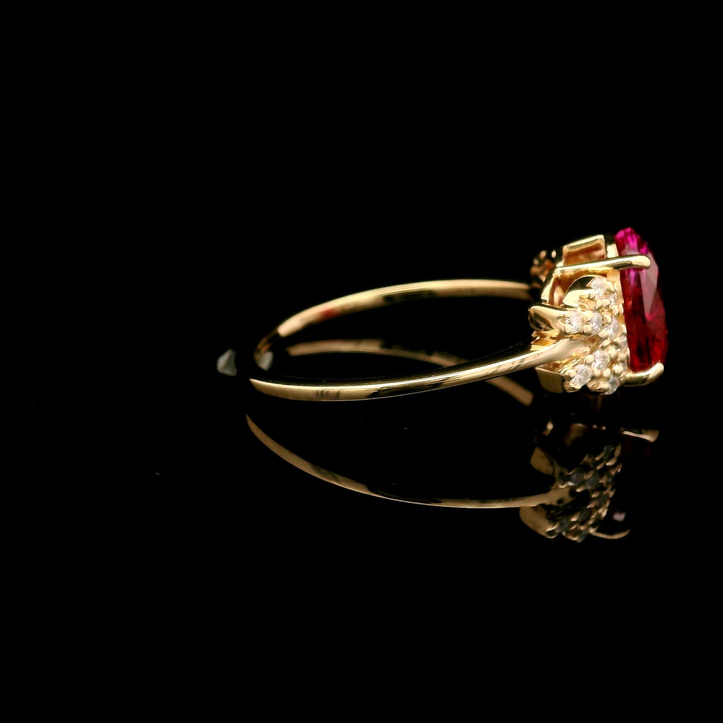 2.53 Ct Oval Mixed Cut Lab Grown Ruby 14K Gold Ring