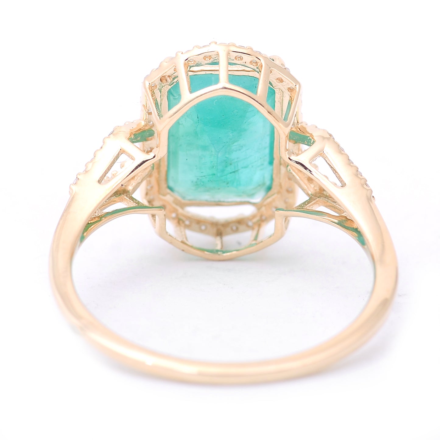 3.14 Ct Octagon Step Cut Natural Emerald 14K Gold Ring