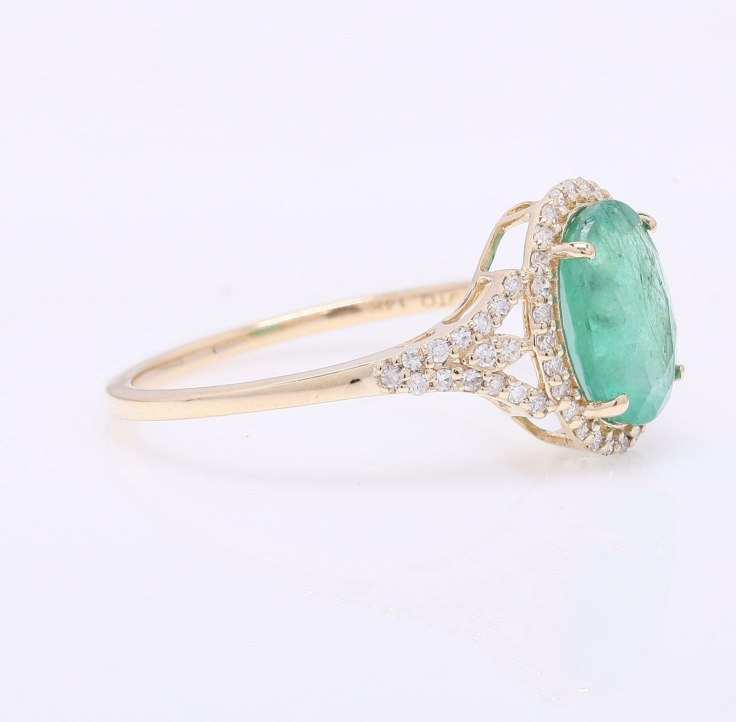 1.86 Ct Oval Mixed Cut Natural Emerald 14K Gold Ring