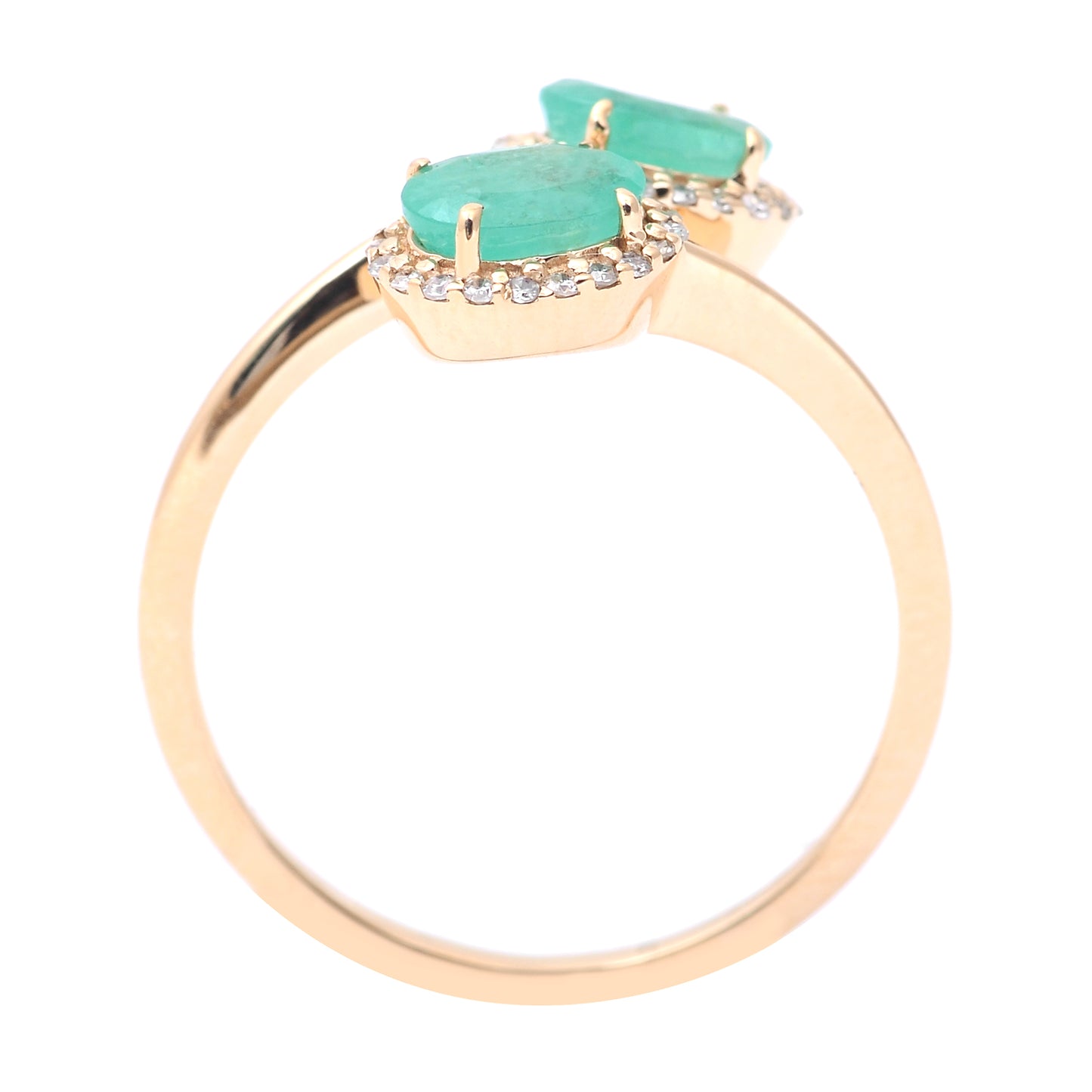 0.98 Ct Oval Mixed Cut Natural Emerald 14K Gold Ring