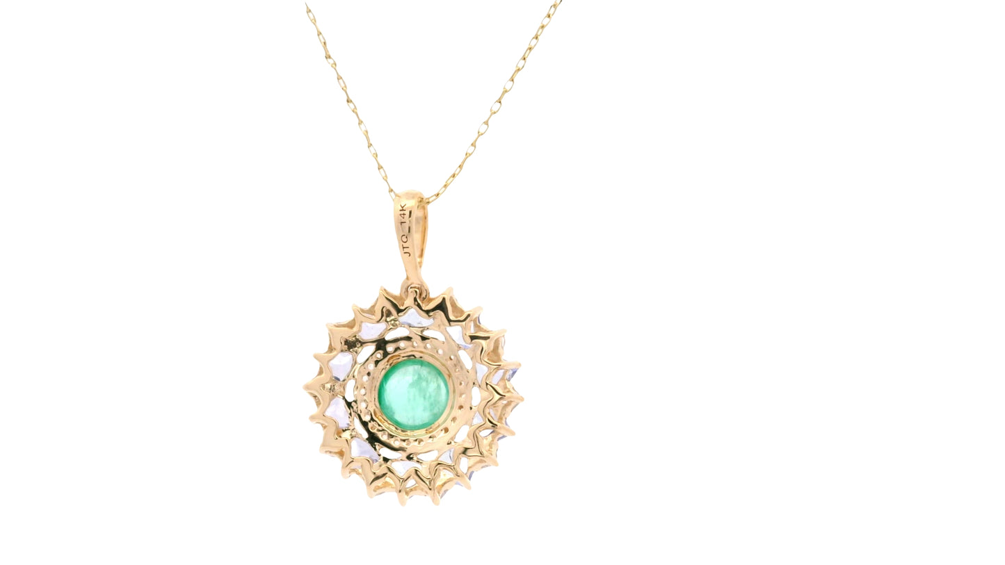 2.15 Ct Round Emerald 14K Gold Pendant