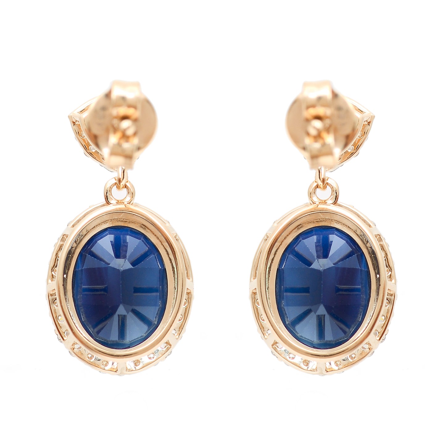 5.40 Ct Oval Natural Sapphire 14K Gold Earrings