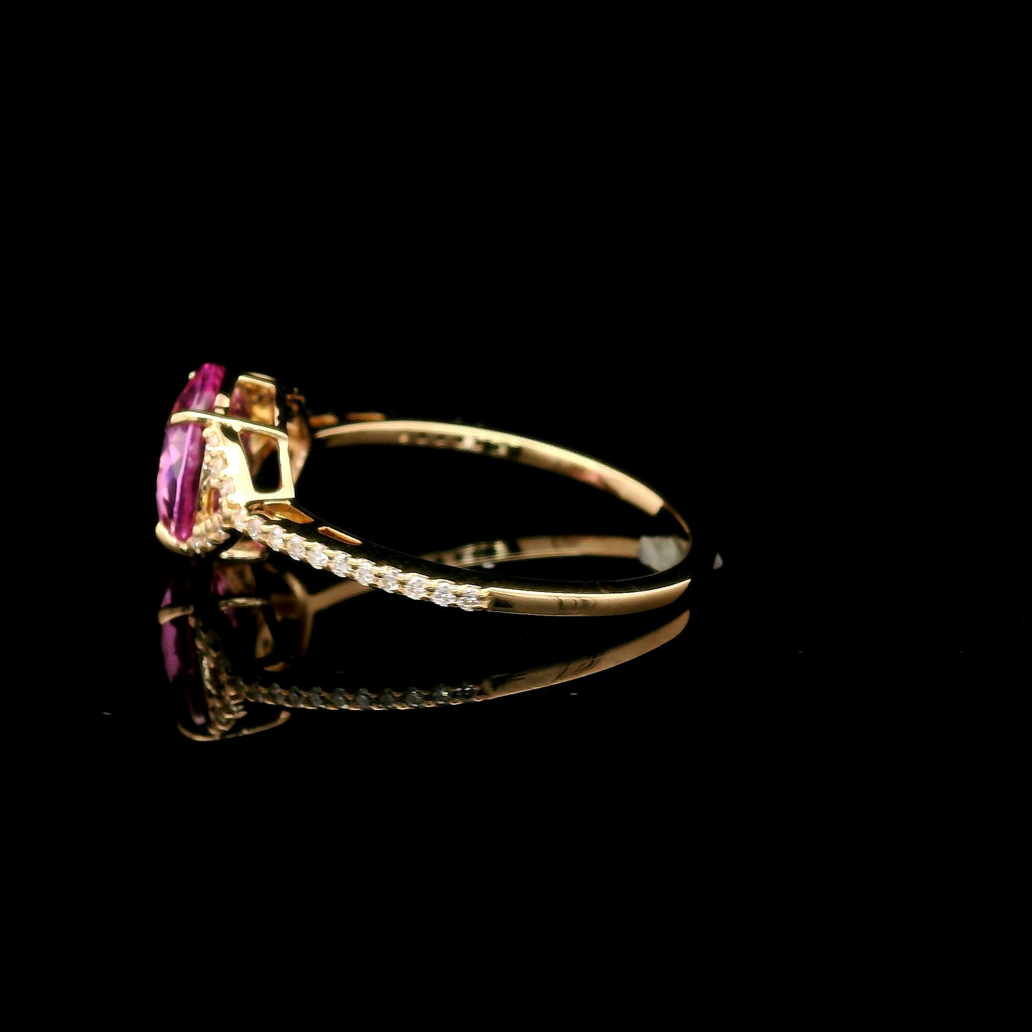 2.32 Ct Round Mixed Cut Lab Grown Pink Sapphire 14K Gold Ring