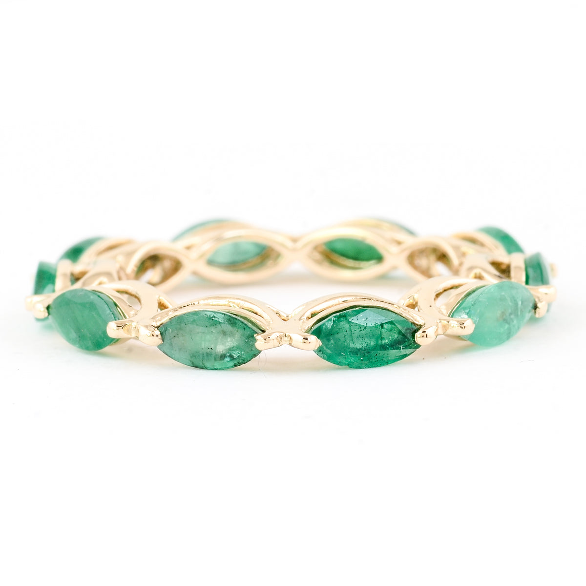 2.26 Ct Marquise Mixed Cut Natural Beryl Emerald 14K Gold Ring