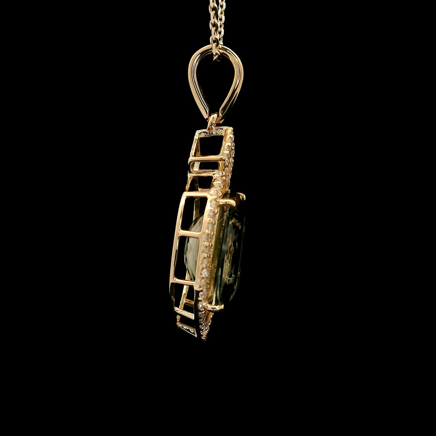 3.44 Ct Cushion Oregon Sunstone 14K Gold Pendant