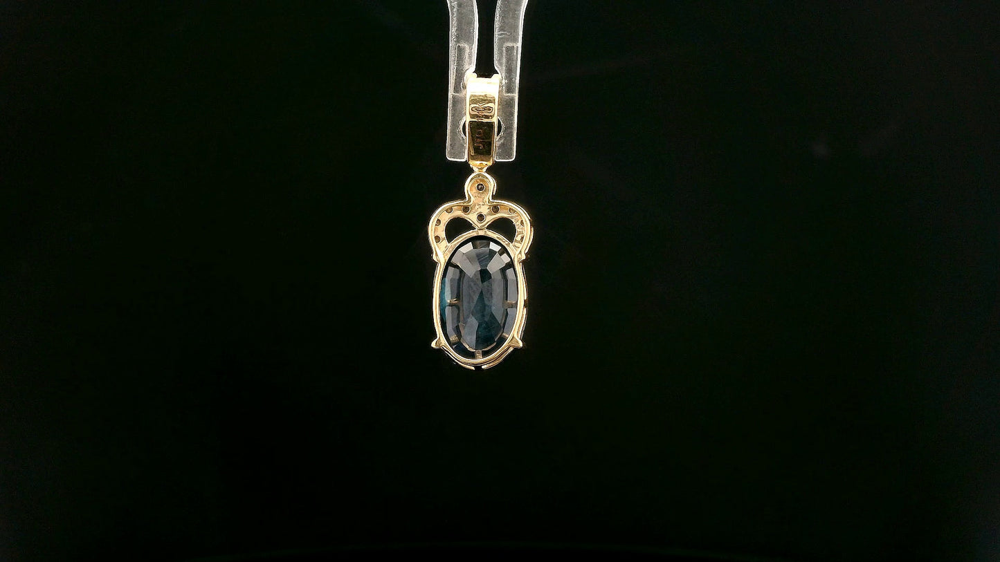 2.51 Ct Oval Mixed Cut Natural Corundum Sapphire 14K Gold Pendant