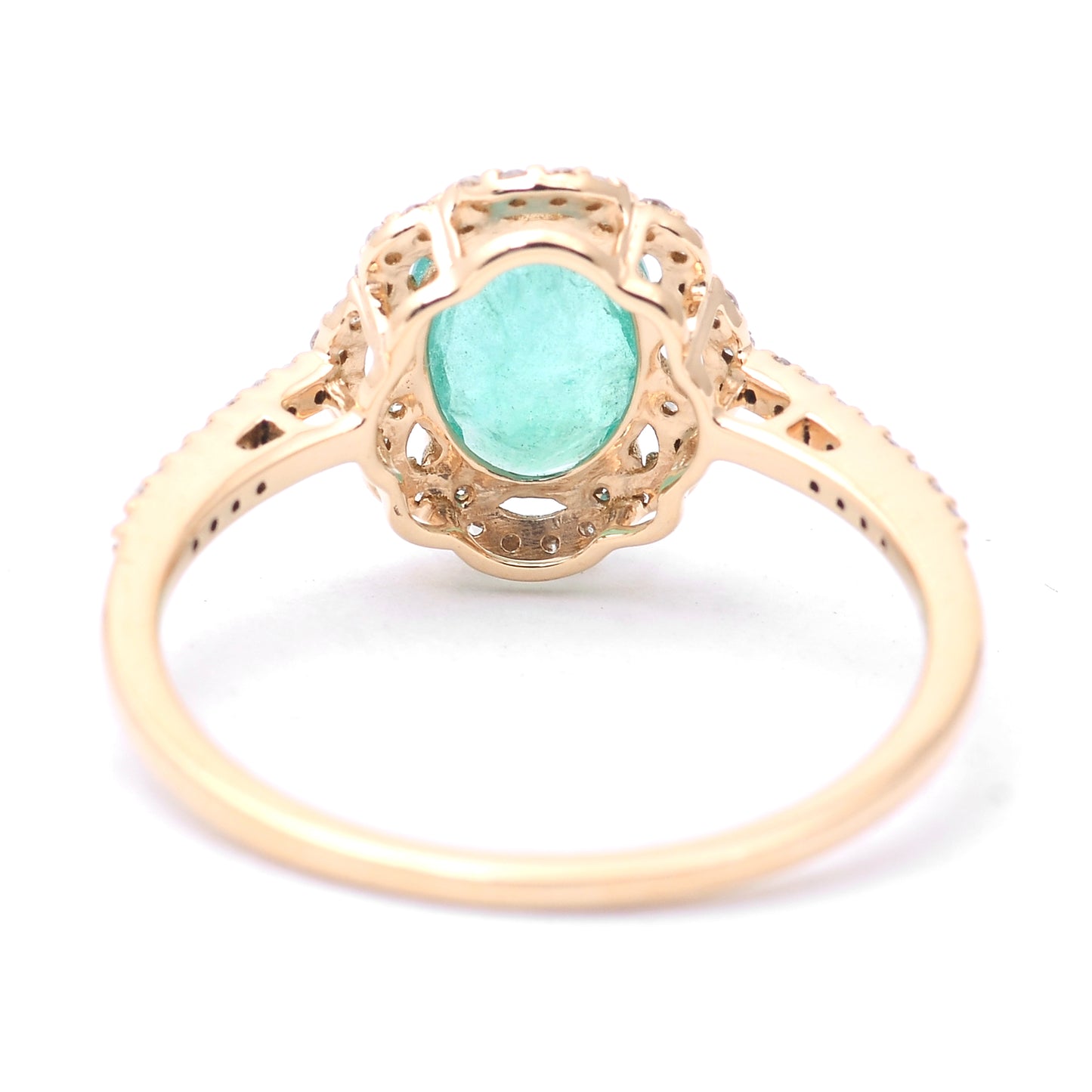 1.11 Ct Oval Mixed Cut Natural Emerald 14K Gold Ring