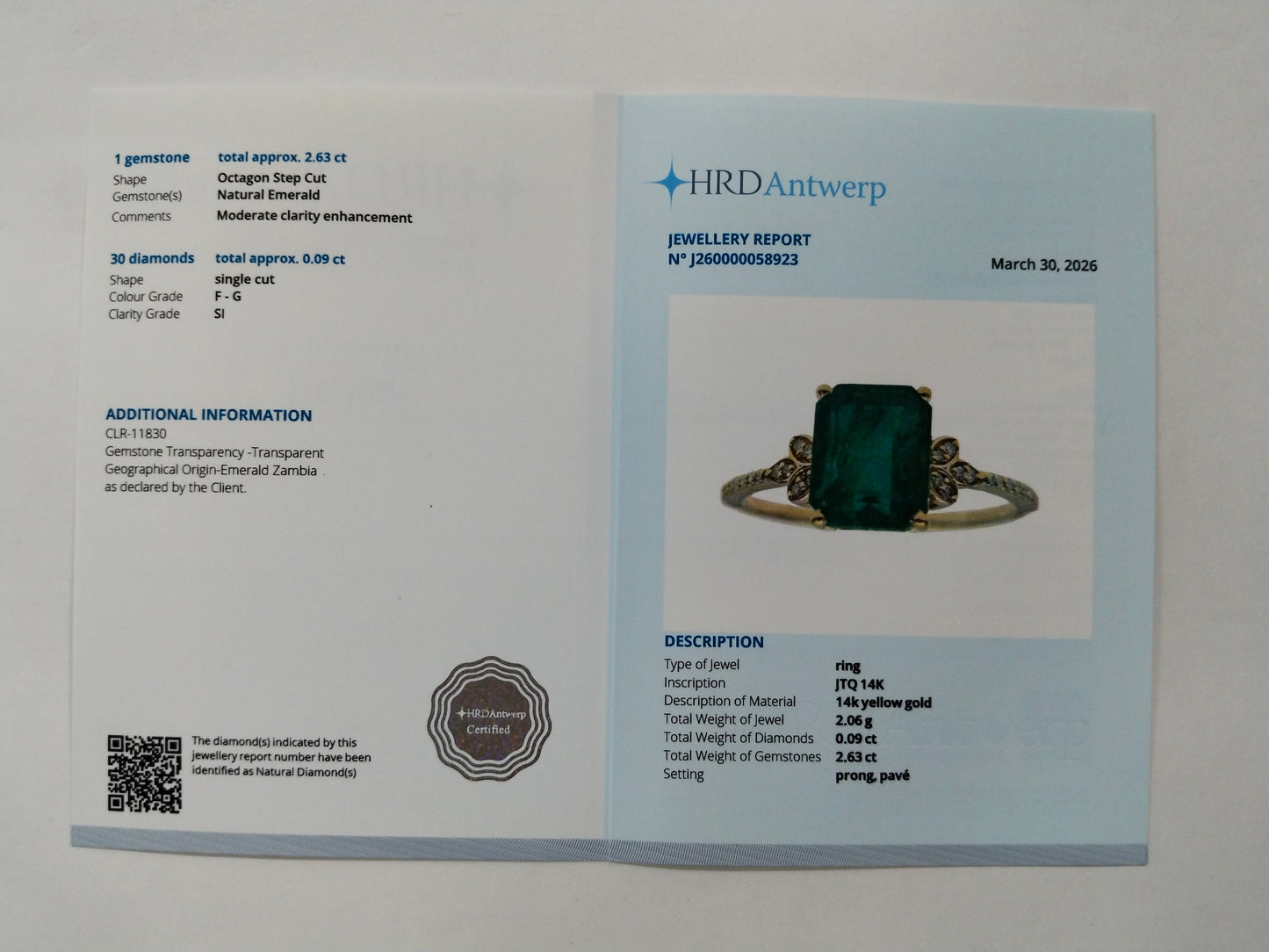 2.72 Ct Octagon Step Cut Natural Emerald 14K Gold Ring