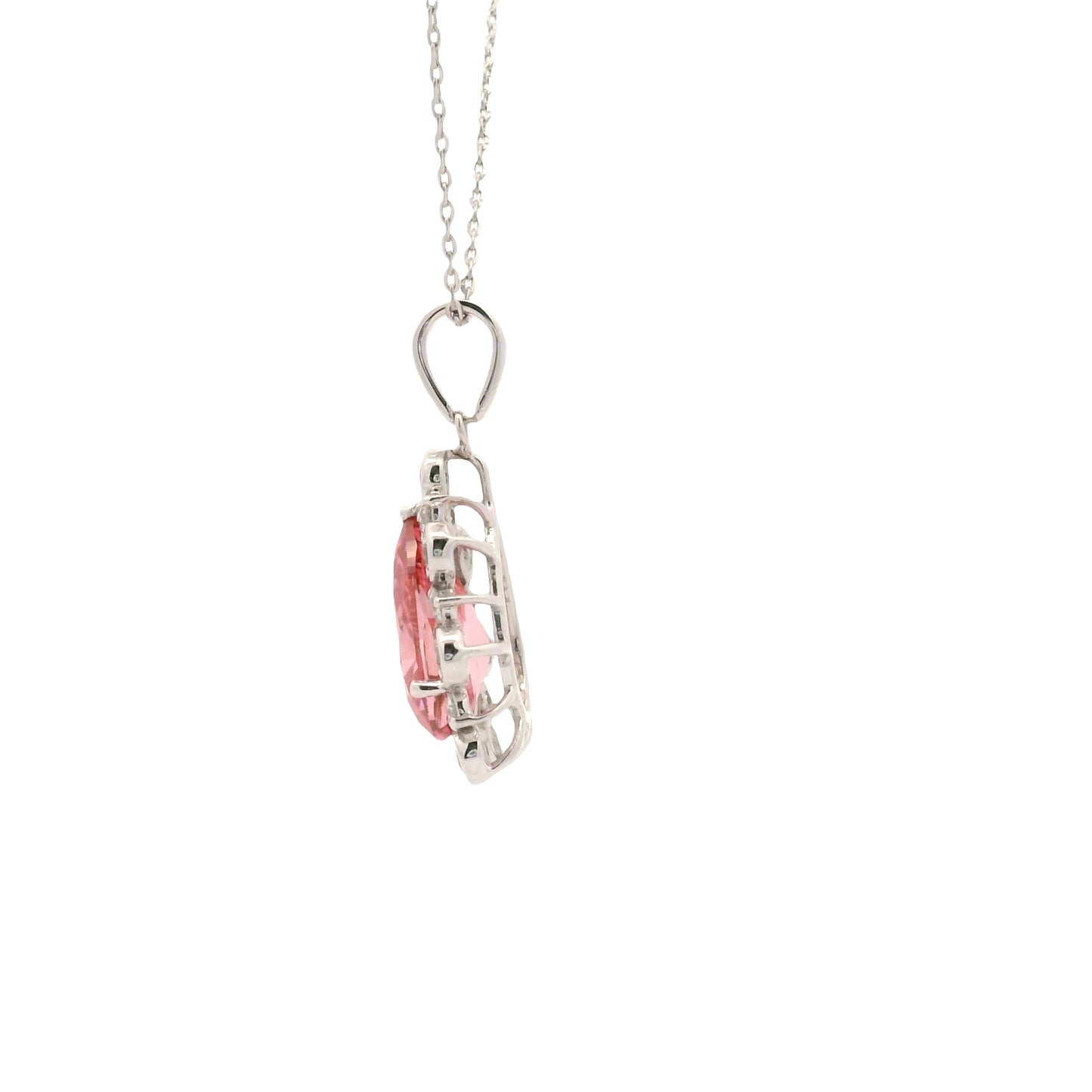 2.98 Carats Pink Lab Grown Diamond 14K Gold Pendant