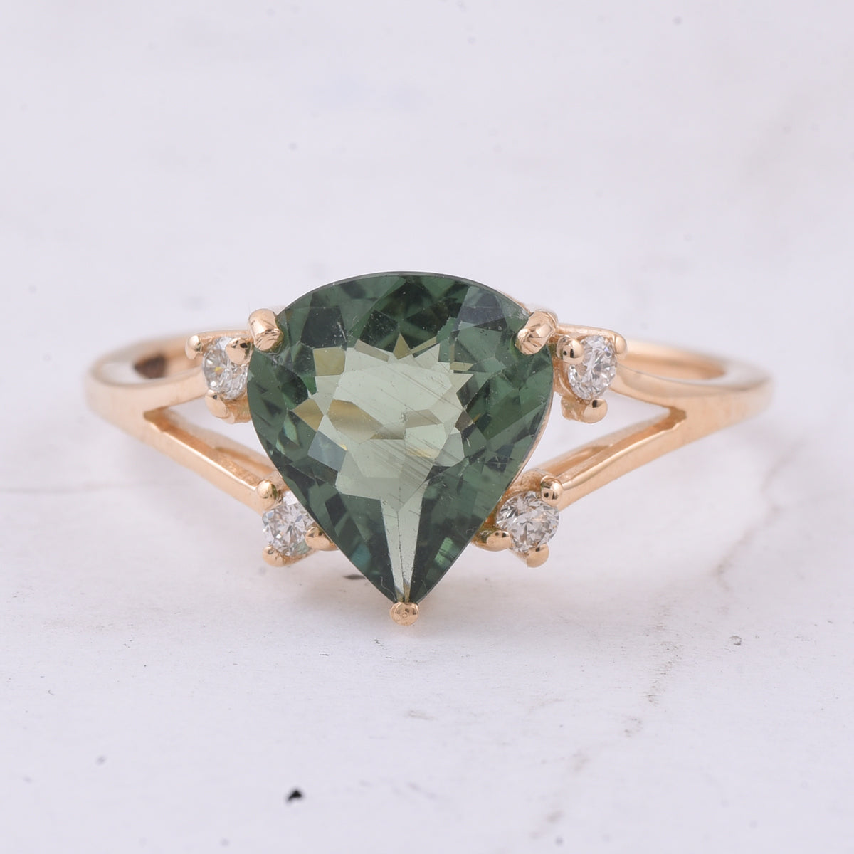 2.42 Ct Pear Natural Apatite 14K Gold Ring
