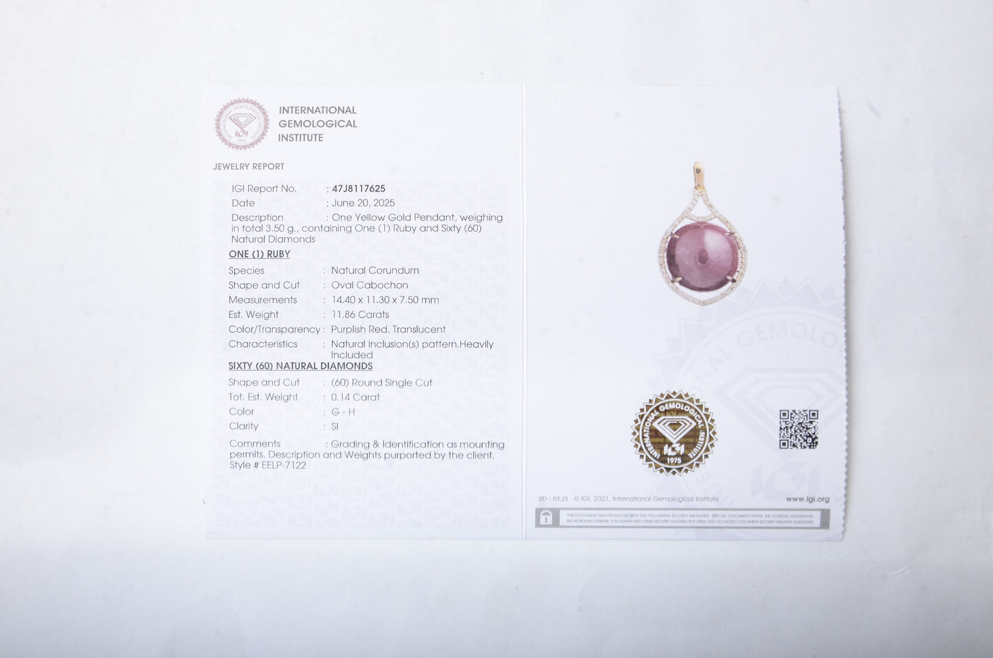 12.00 Ct Oval Cabochon Natural Corundum Ruby 14K Gold Pendant