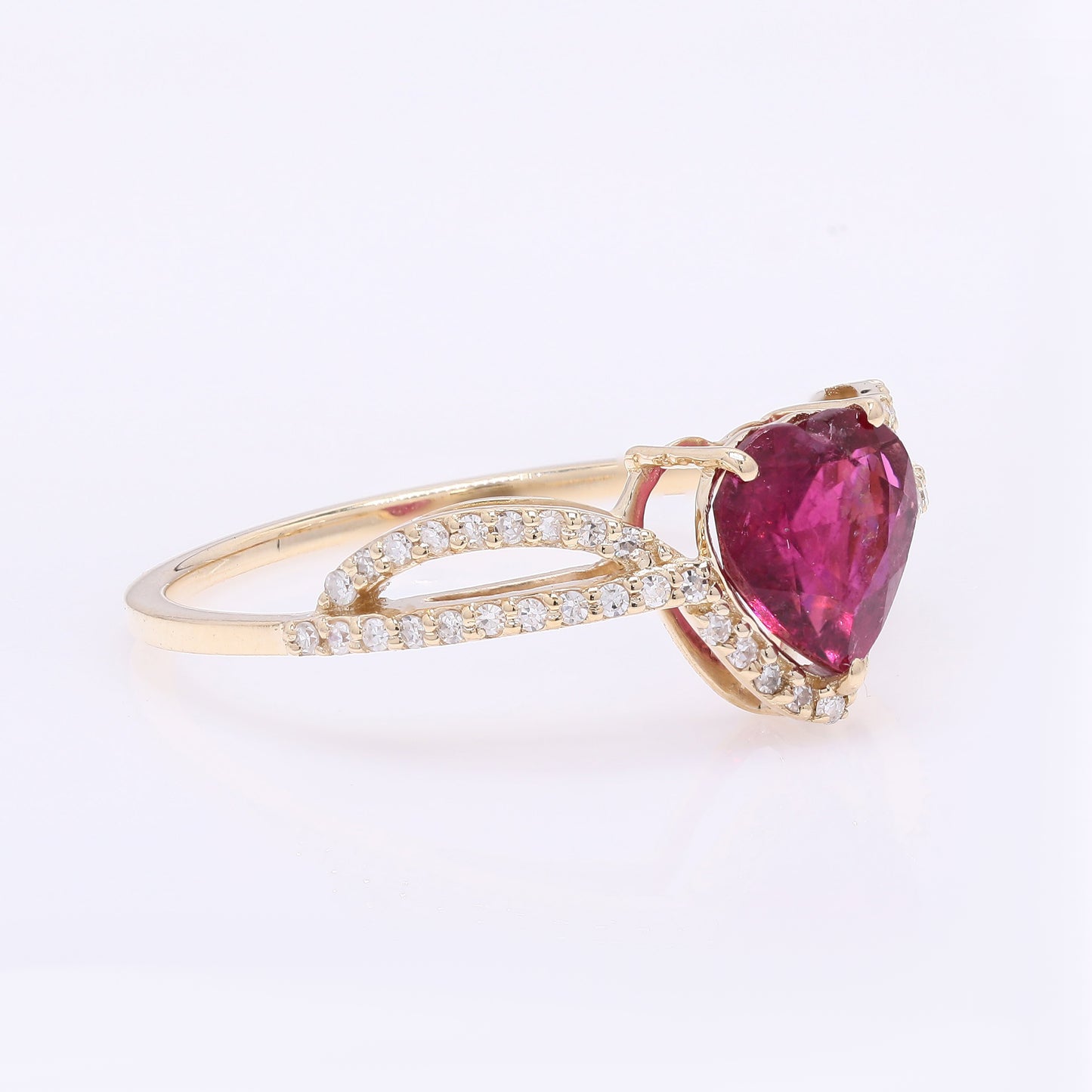1.11 Ct Heart Mixed Cut Natural Tourmaline 14K Gold Ring