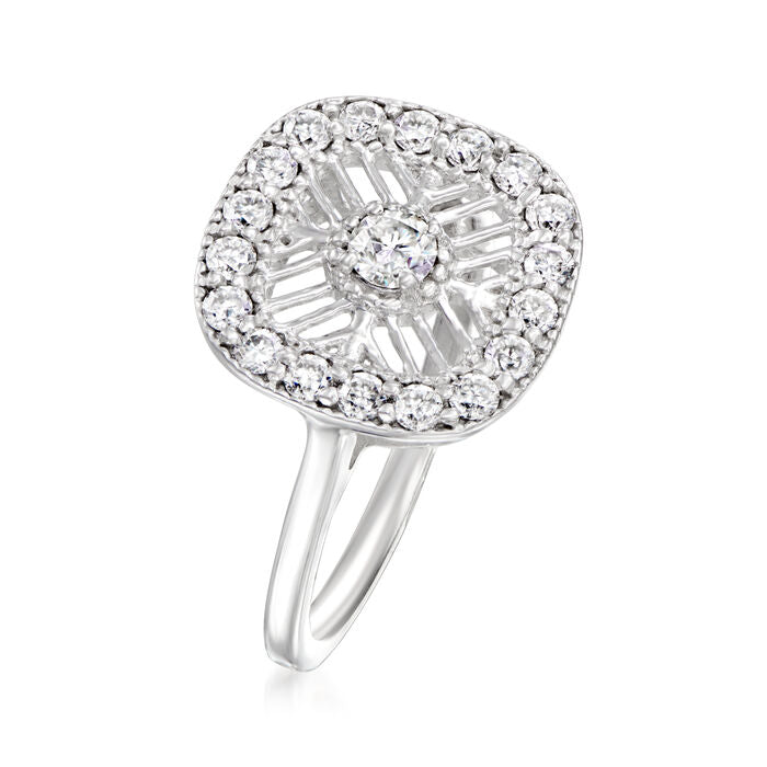 0.70 ct. Moissanite Round Sterling Silver Women Ring Size 8