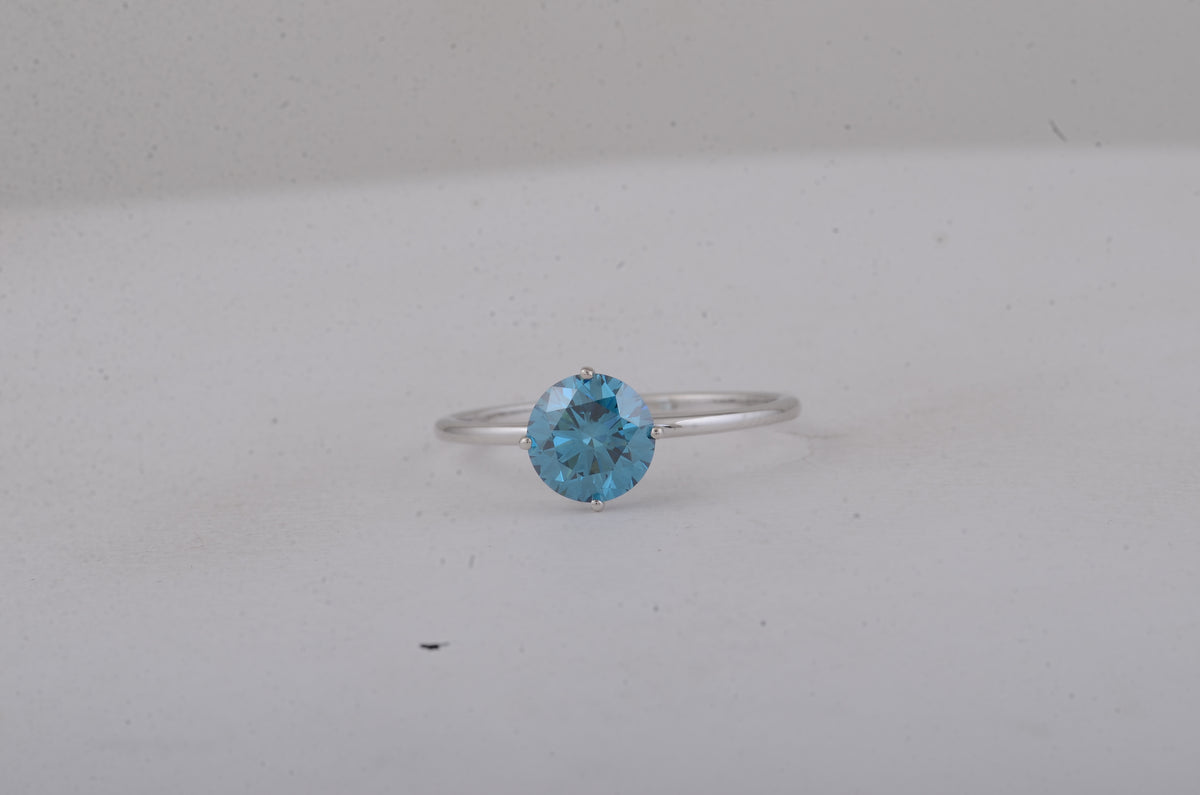 1.20 Carats Blue Lab Grown Diamond 14K Gold Ring