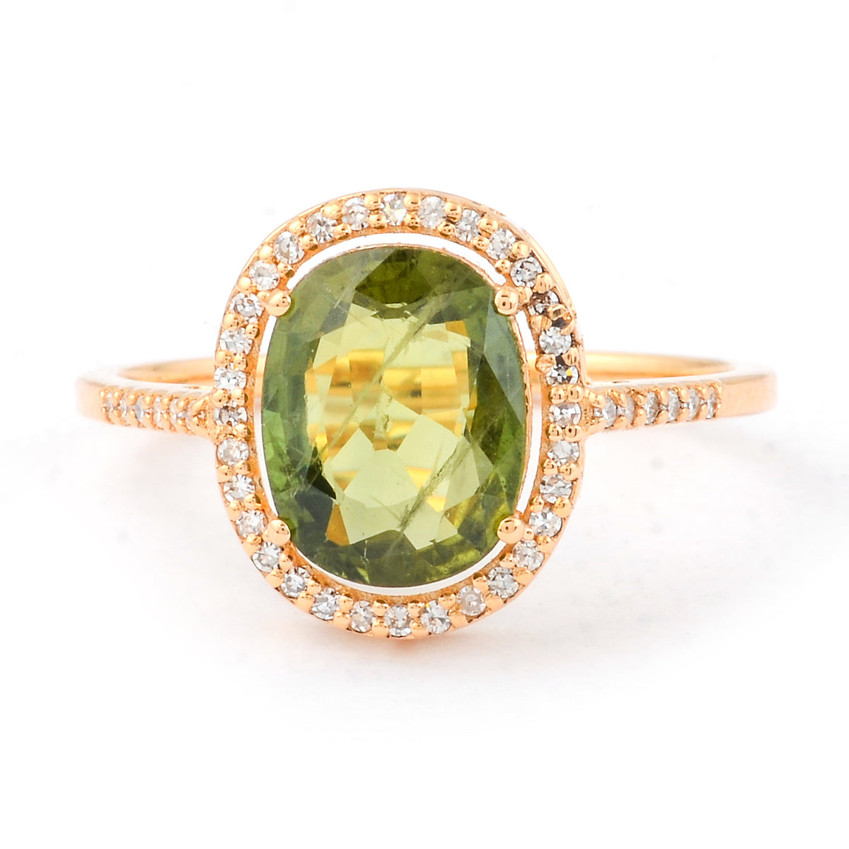 2.40 Ct Oval Mixed Cut Natural Green Sapphire 14K Gold Ring