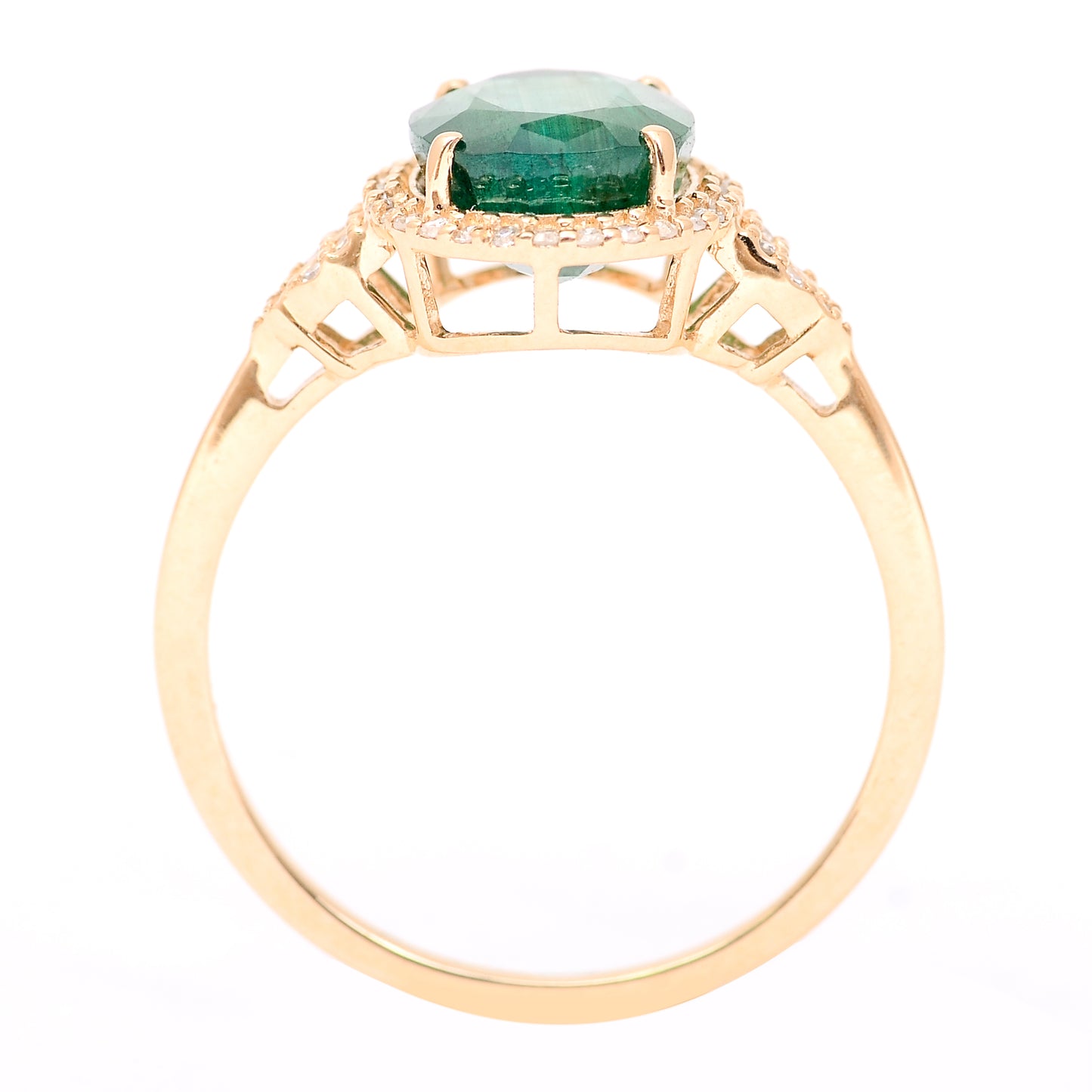 2.40 Ct Oval Mixed Cut Natural Emerald 14K Gold Ring