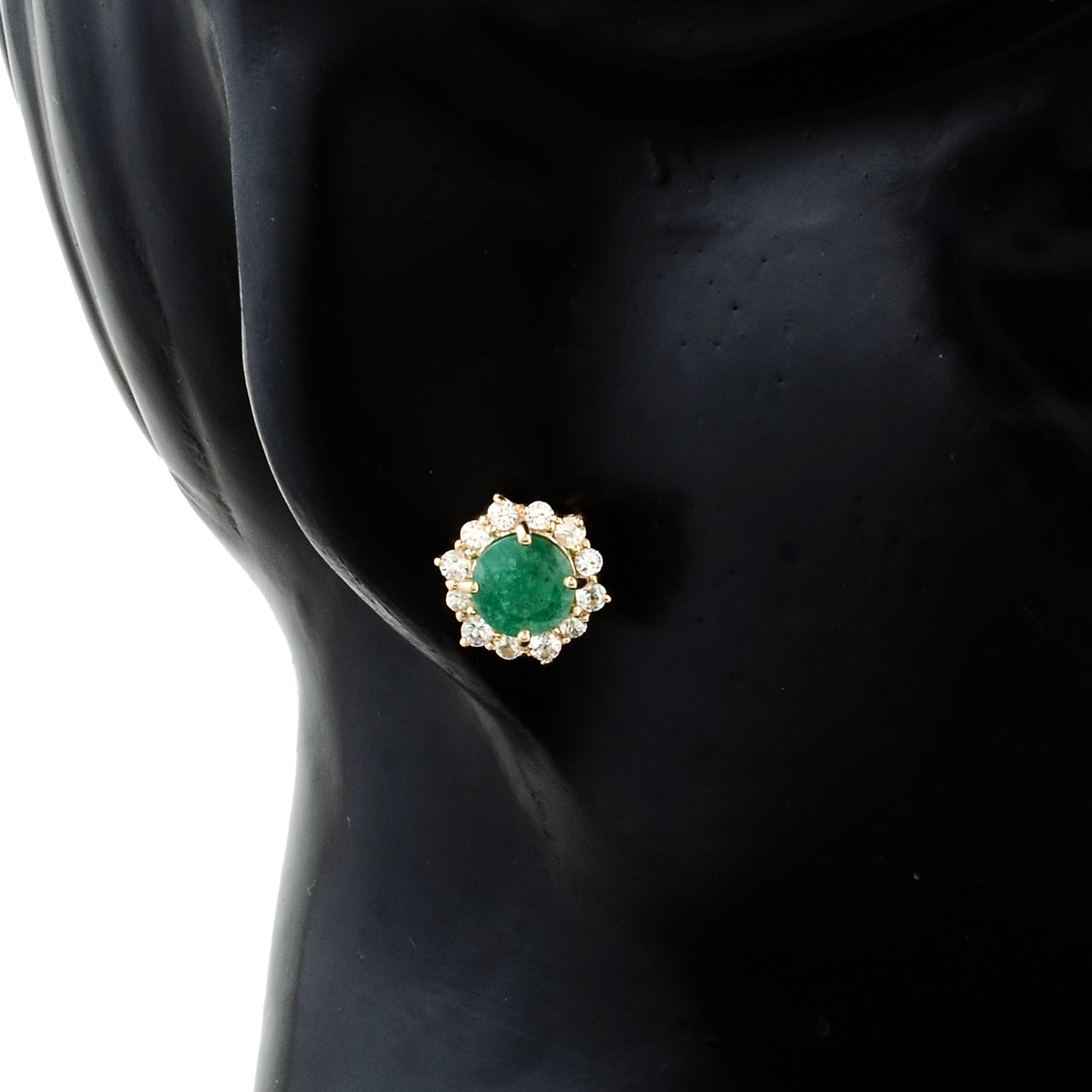 2.23 Ct Round Emerald 14K Gold Earrings