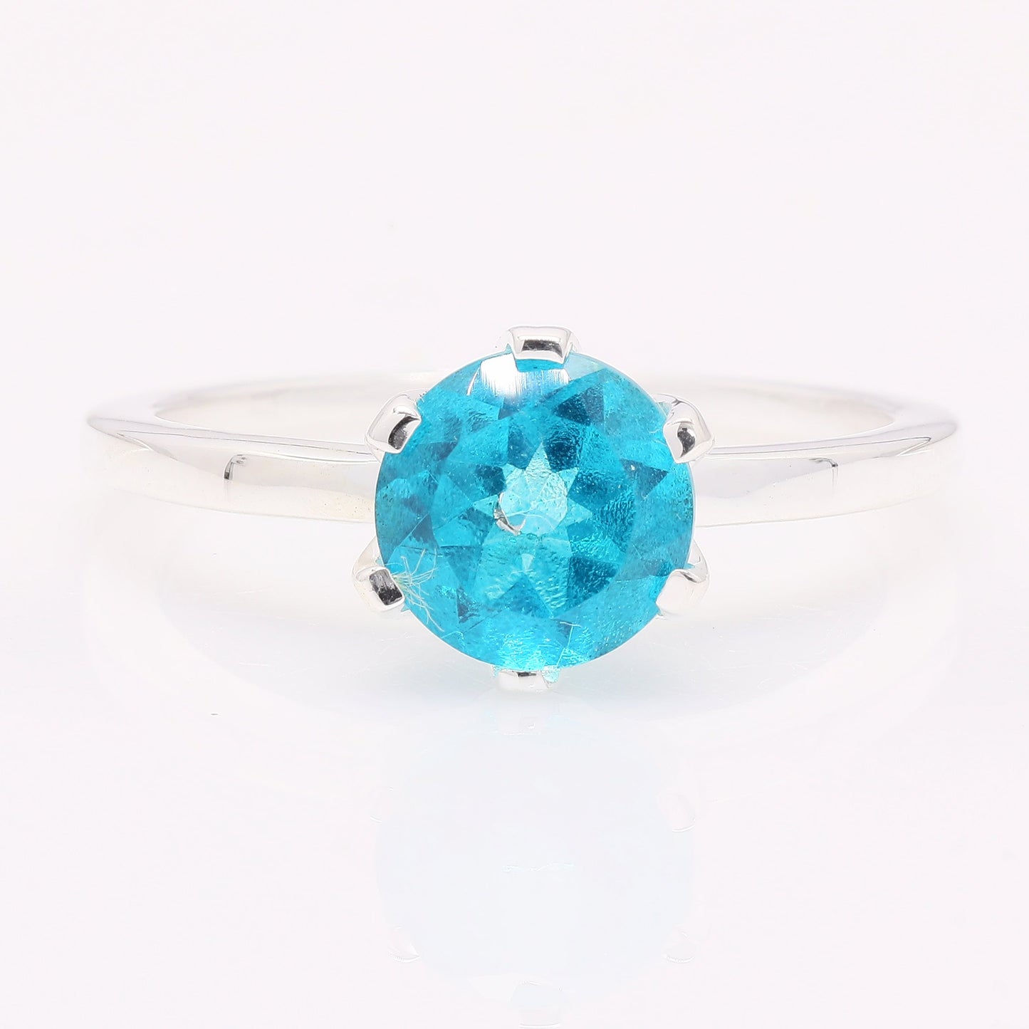 2.34 Ct Round Paraiba Topaz 925 Silver Ring