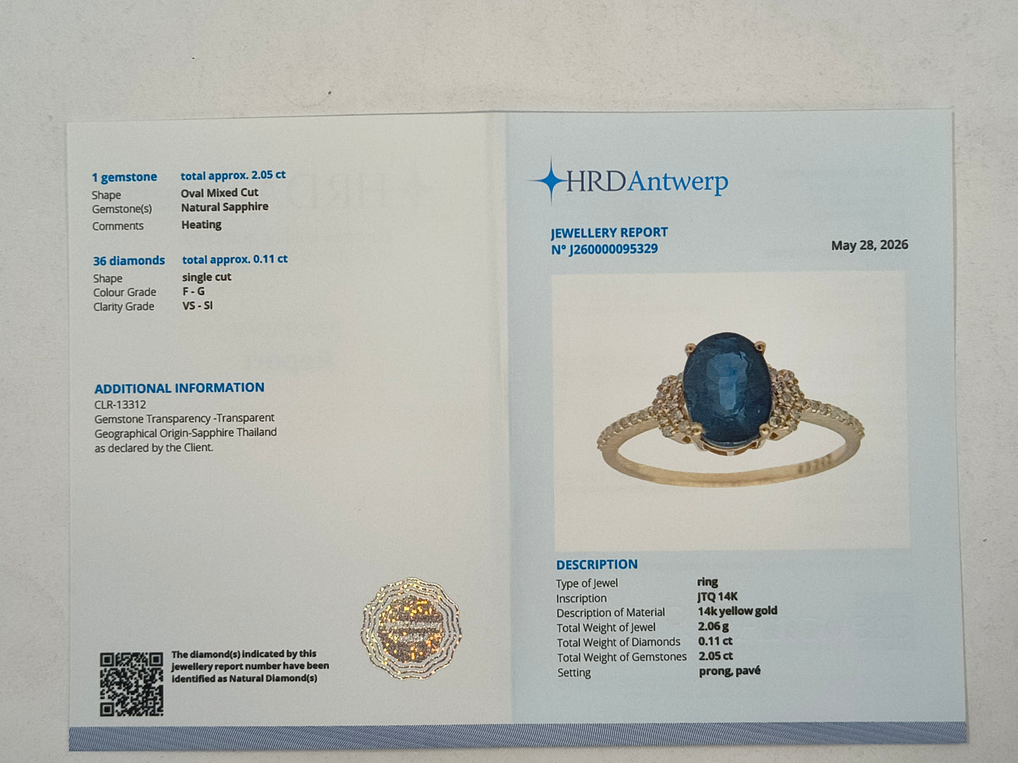 2.16 Ct Oval Mixed Cut Natural Sapphire 14K Gold Ring