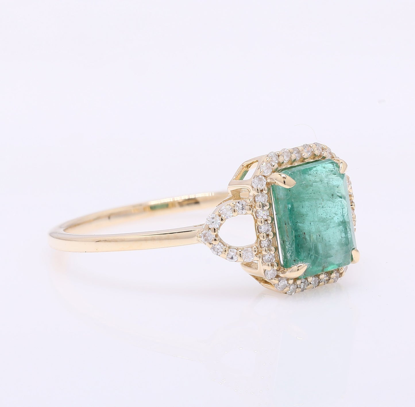1.62 Ct Octagon Step Cut Natural Emerald 14K Gold Ring