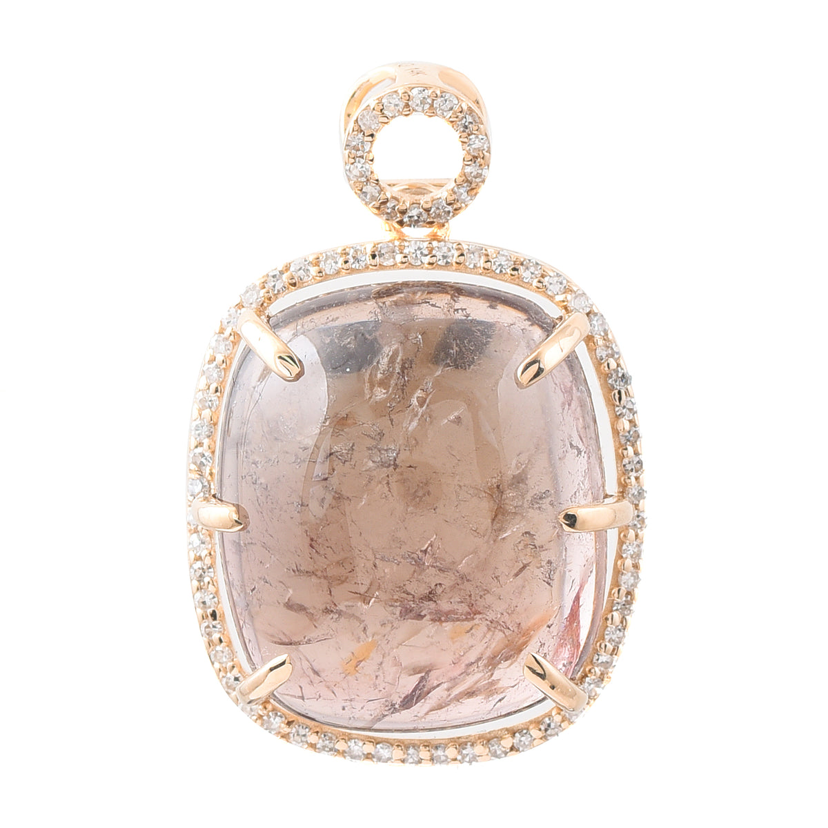 17.47 Ct Cushion Cabochon Cut Natural Tourmaline 14K Gold Pendant