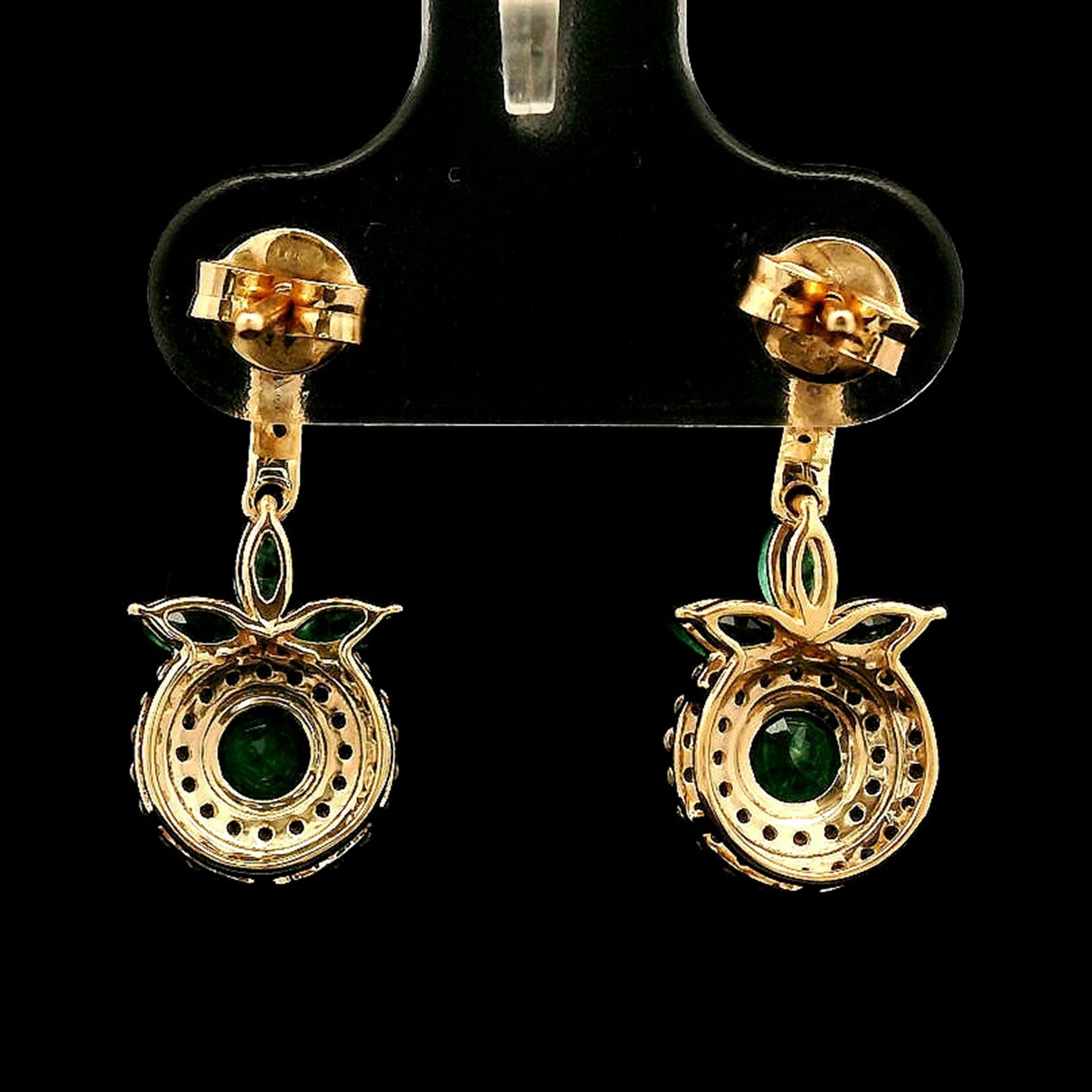 0.96 Ct Round Emerald 14K Gold Earrings