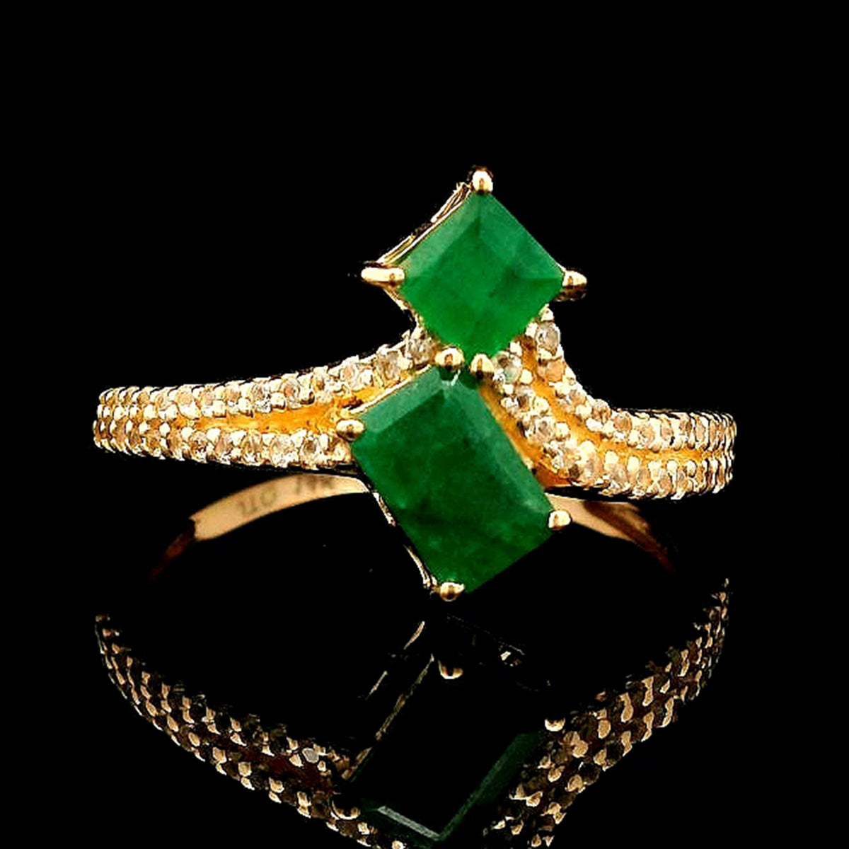 1.09 Ct Octagon Emerald 14K Gold Ring