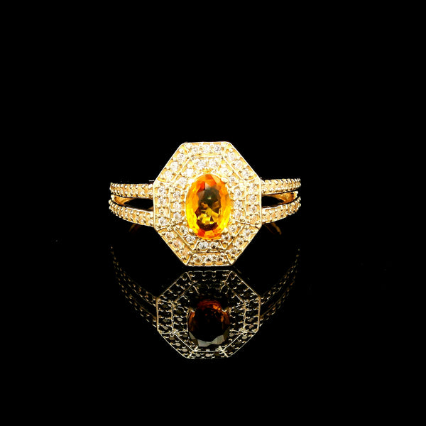 0.81 Ct Oval Multi Sapphire 14K Gold Ring