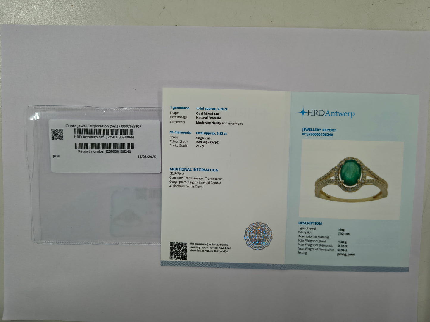 1.10 Ct Oval Mixed Cut Natural Emerald 14K Gold Ring