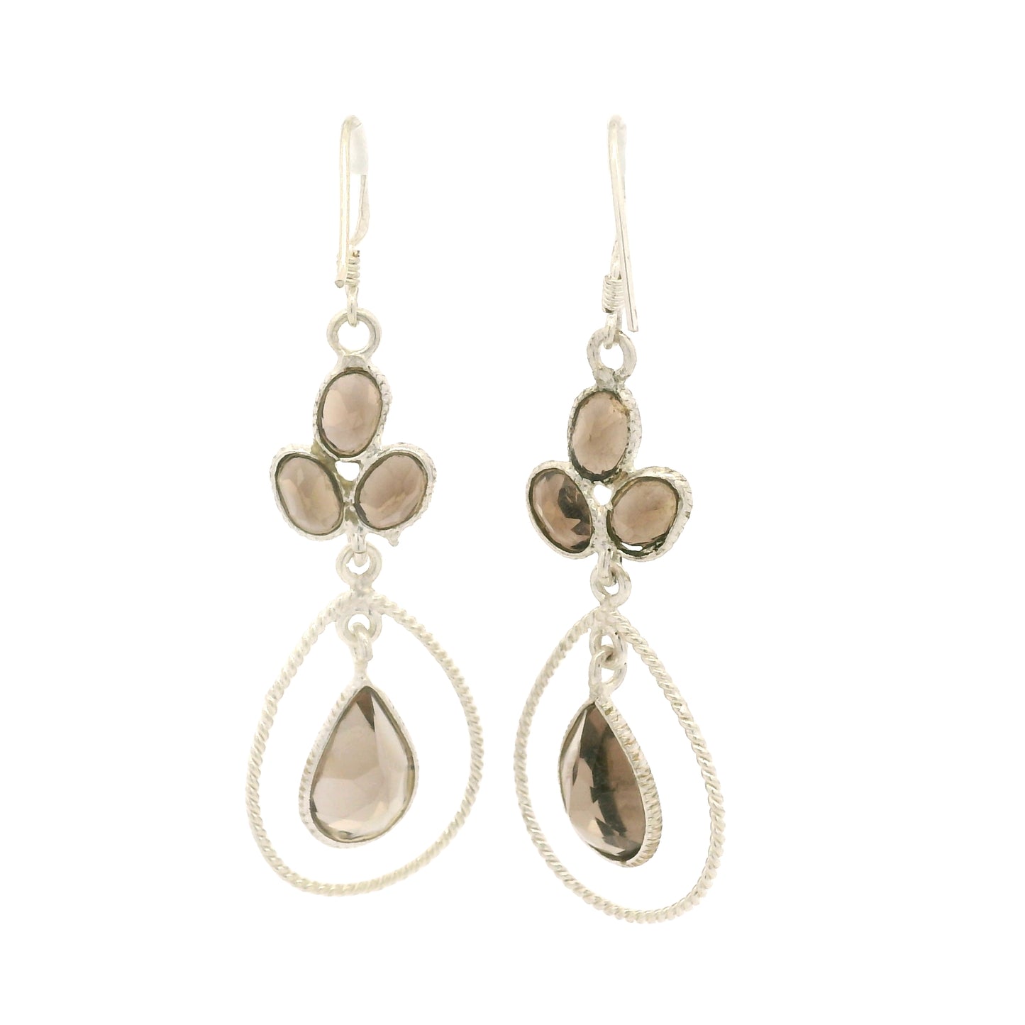 10.45 Ct Smoky Quartz 925 Sterling Silver Earrings