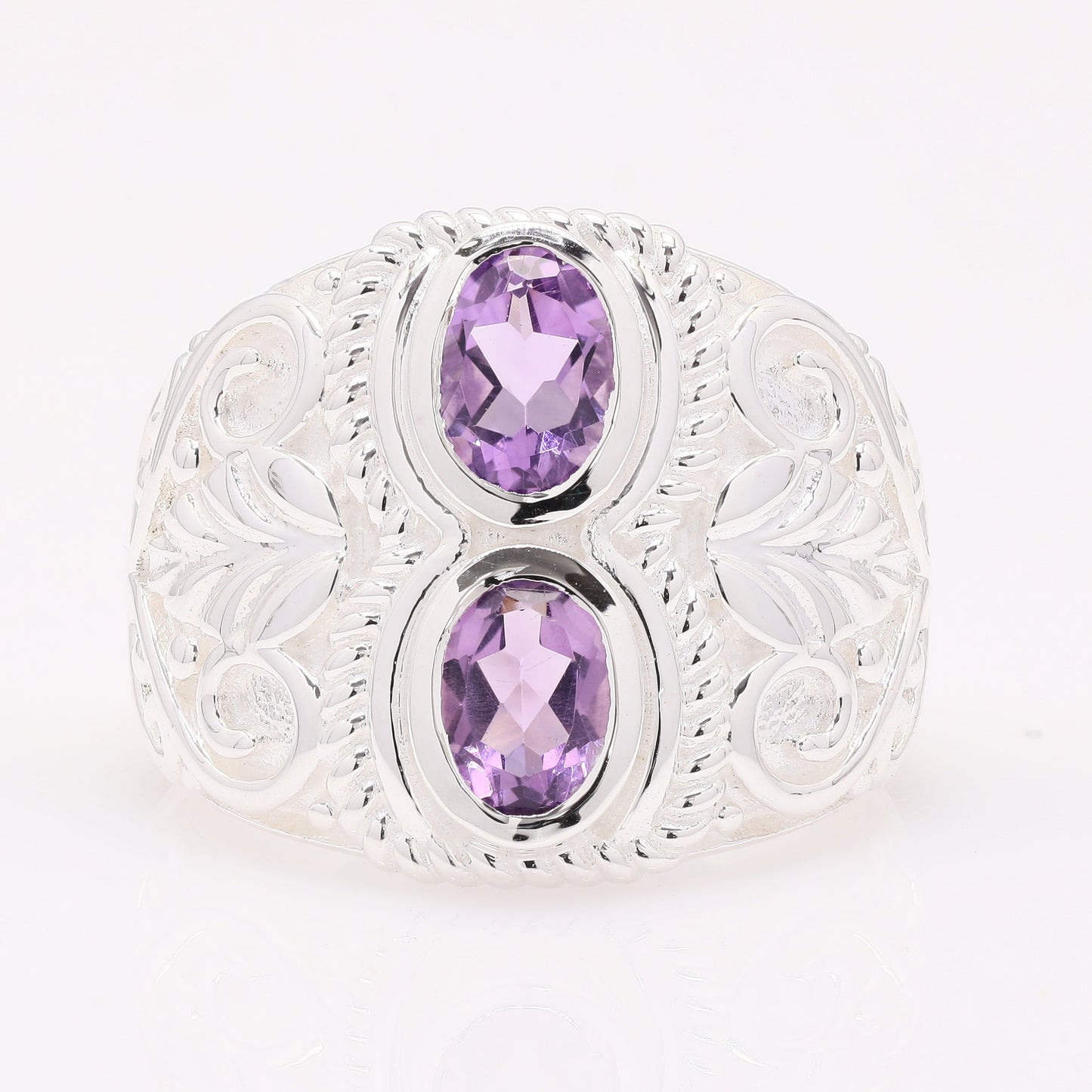 1.45 Ct Oval Amethyst 925 Silver Ring
