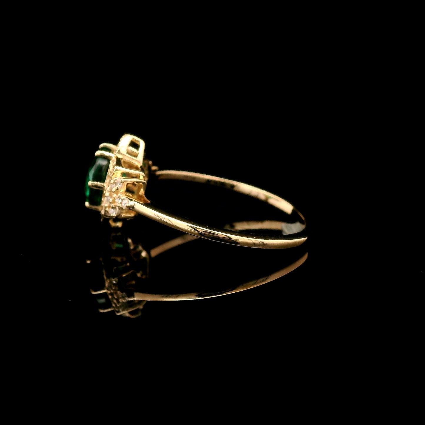 1.05 Ct Round Mixed Cut Lab Grown Emerald 14K Gold Ring