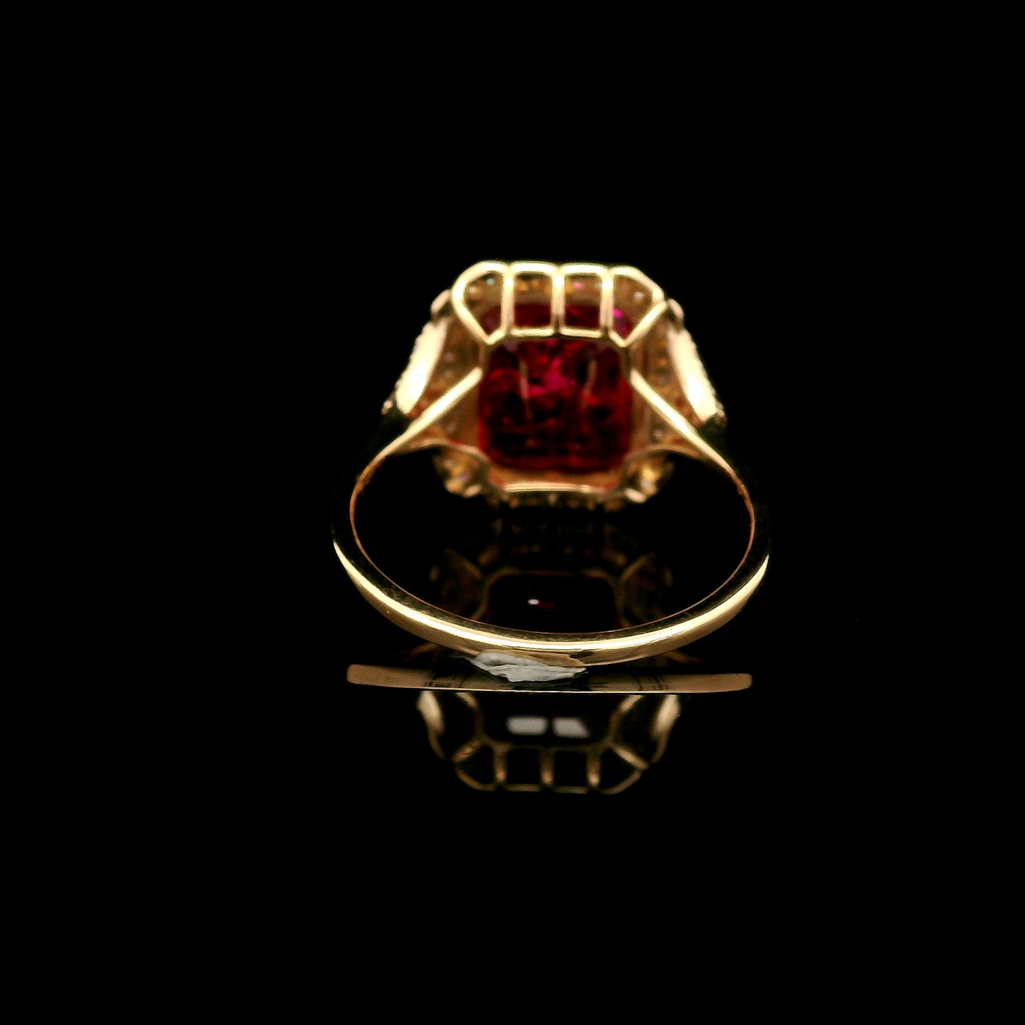 5.62 Ct Emerald Cut Lab Grown Ruby 14K Gold Ring