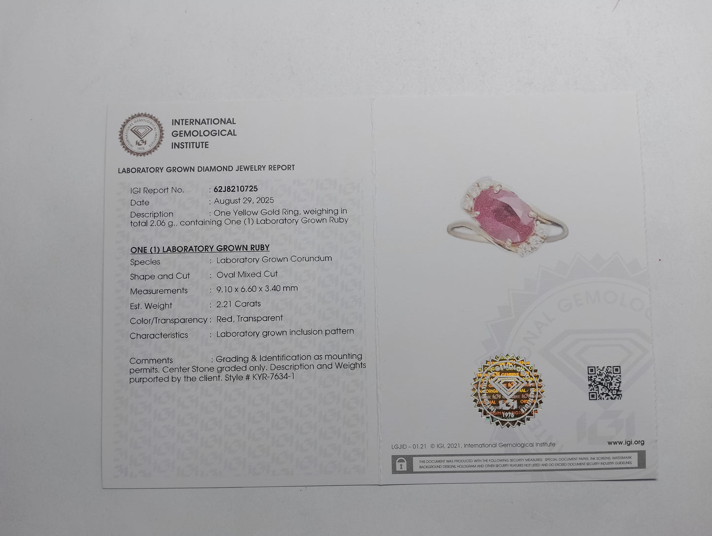 2.37 Ct Oval Mixed Cut Lab Grown Ruby 14K Gold Ring