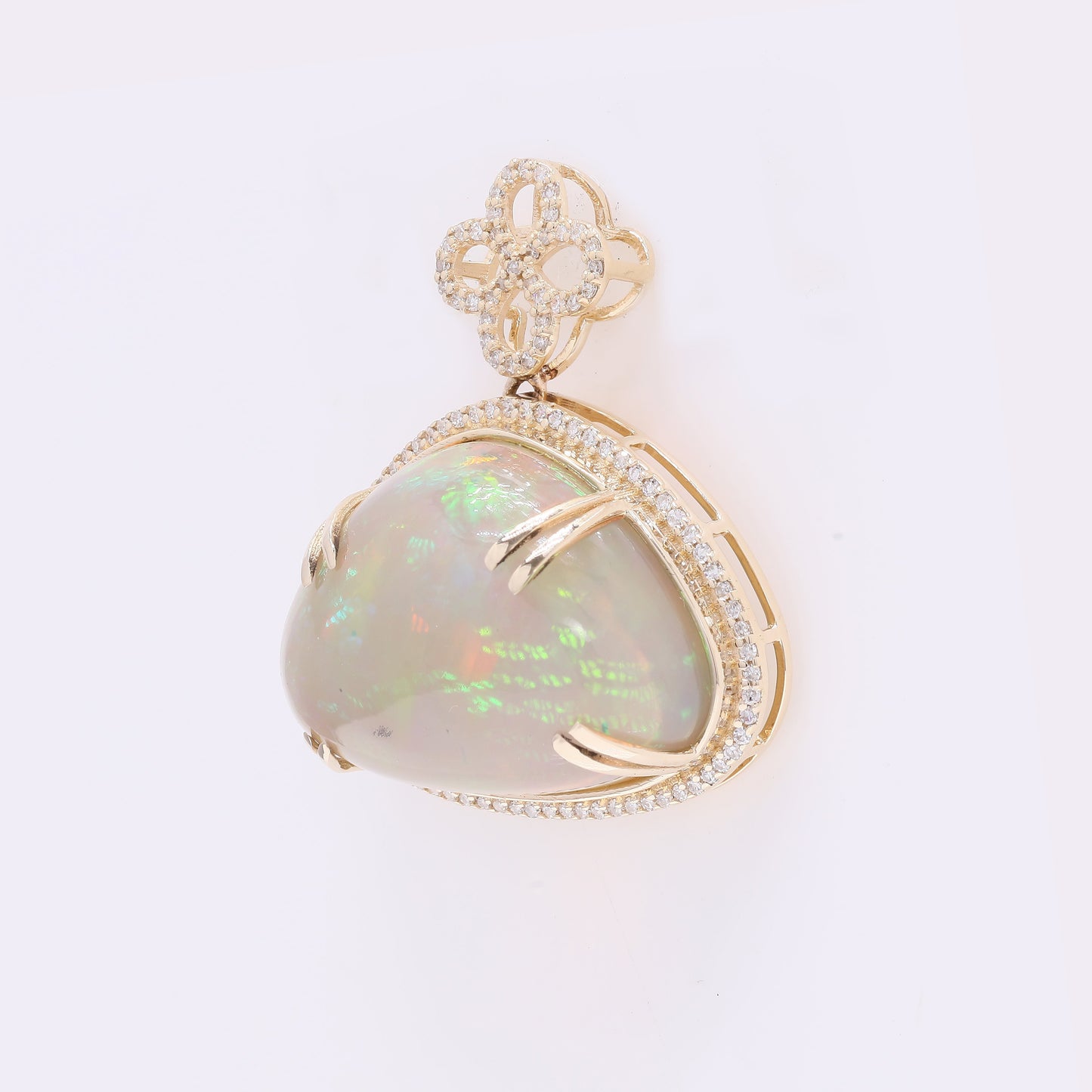 18.63 Ct Pear Cabochon Natural Opal 14K Gold Pendant