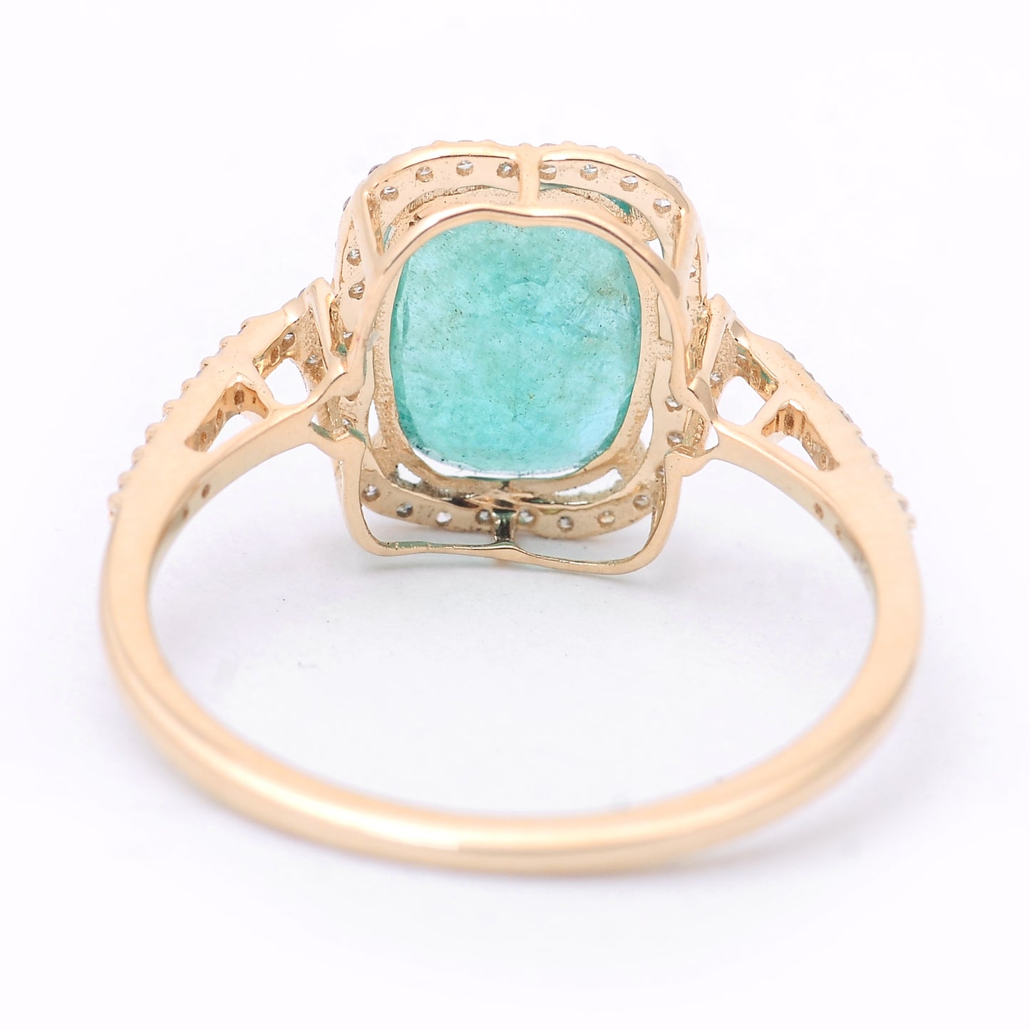 2.03 Ct Cushion Mixed Cut Natural Emerald 14K Gold Ring