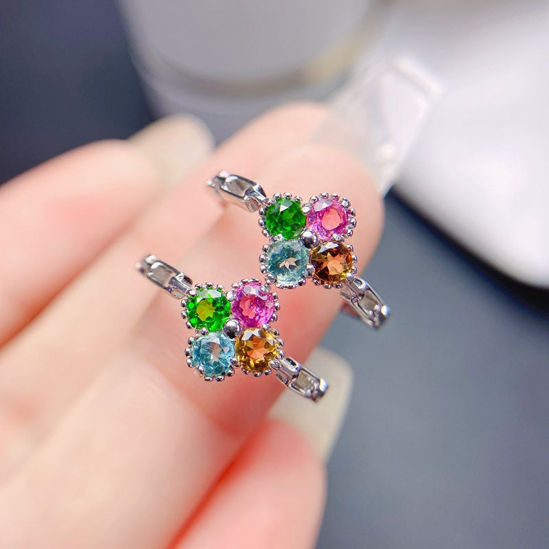Multi Colored Tourmaline 925 Sterling Silver Ring
