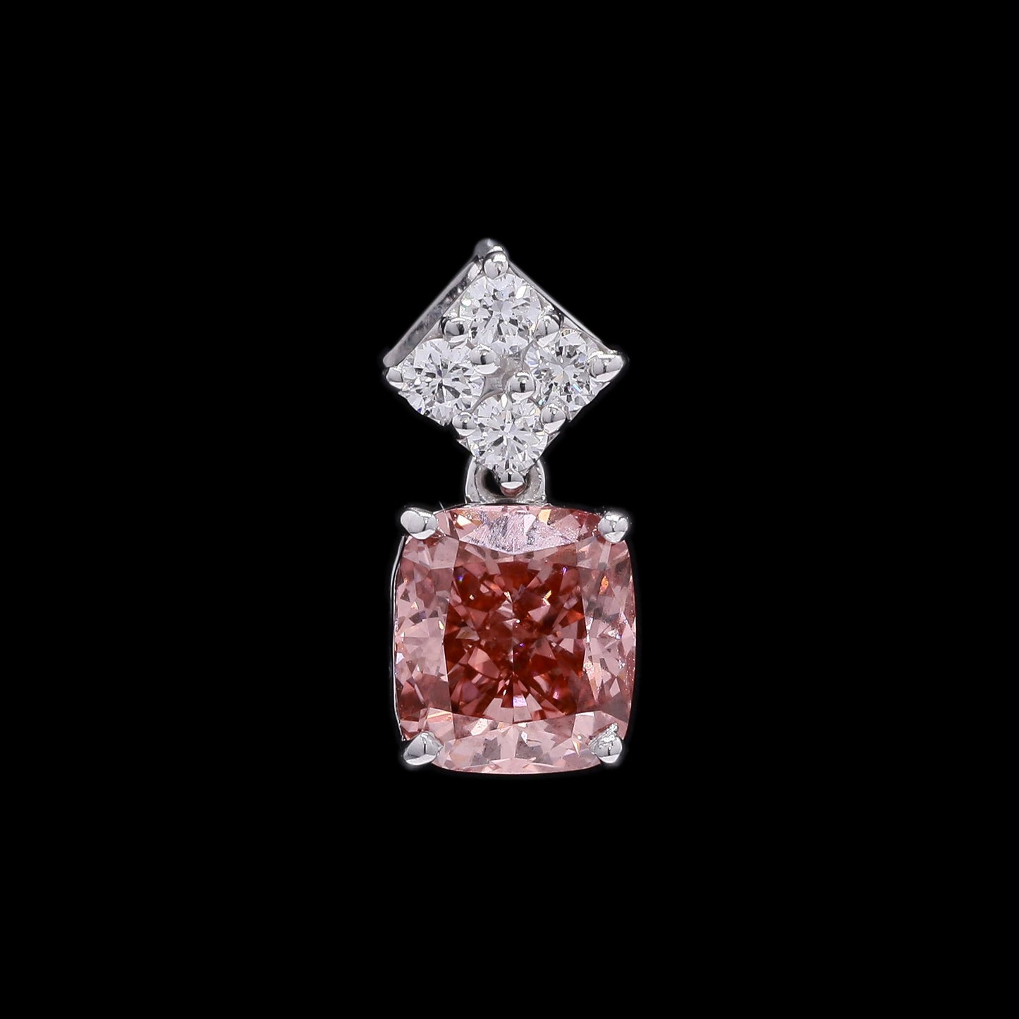 1.10 Carats Fancy Vivid Pink Lab Grown Diamond 14K Gold Pendant