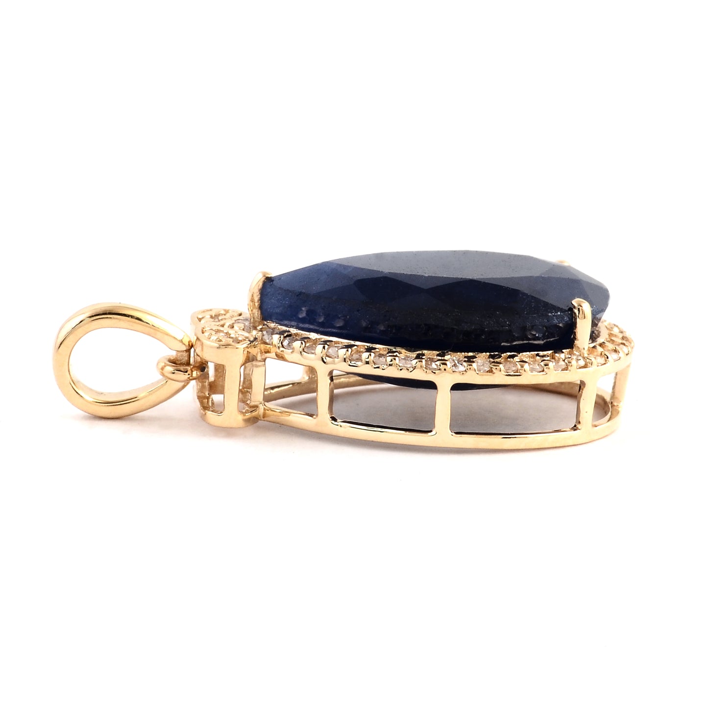 6.70 Ct Pear Mixed Cut Natural Corundum Sapphire 14K Gold Pendant