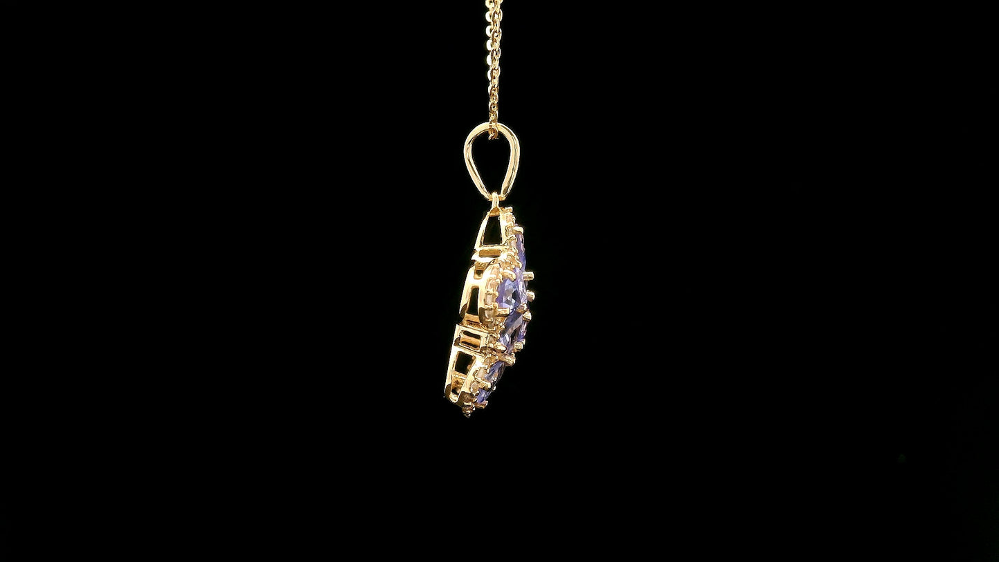 1.90 Ct Round Tanzanite 14K Gold Pendant