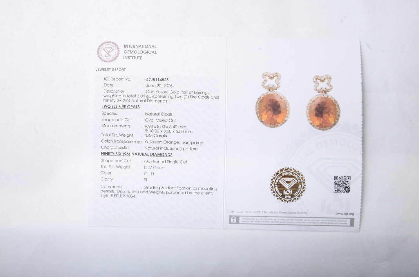 3.72 Ct Oval Mixed Cut Natural Fire Opal 14K Gold Earrings